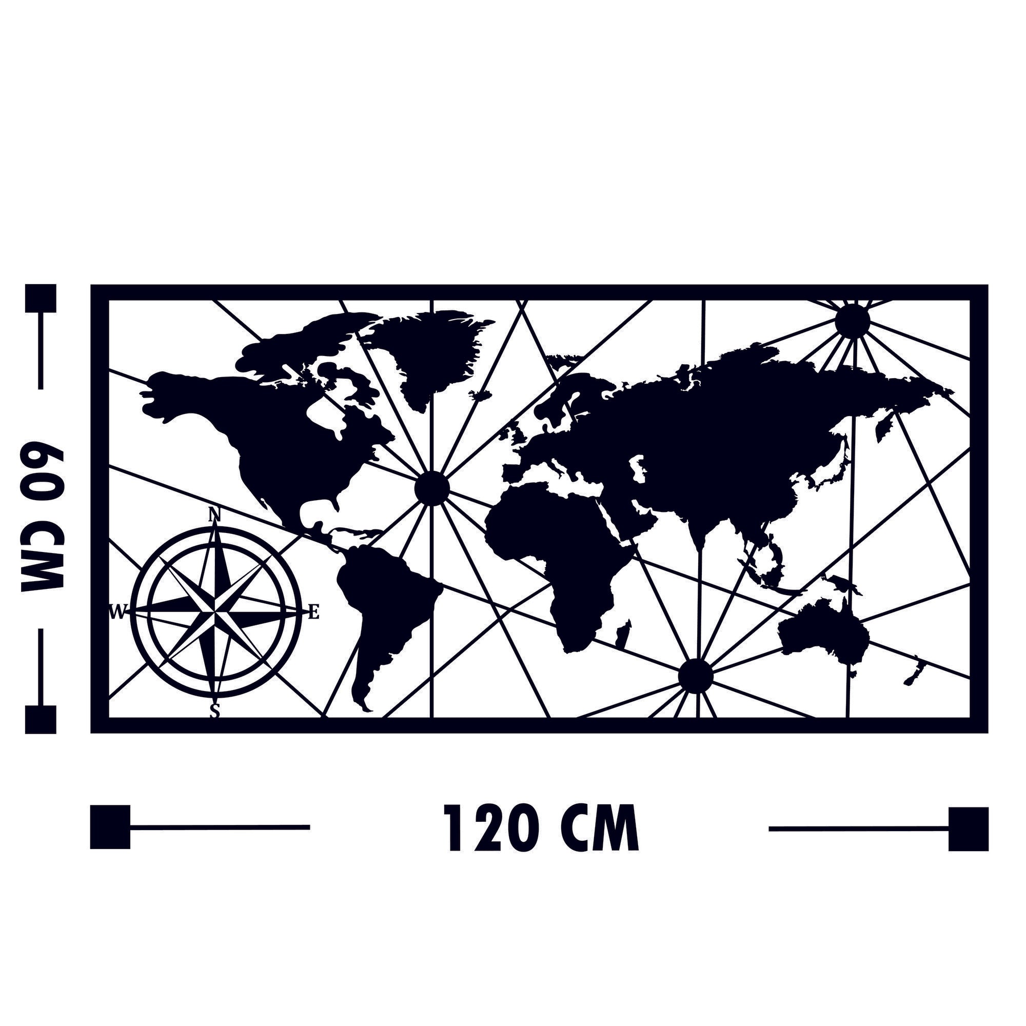 Acessório de parede decorativo de metal preto elegante, 120 x 60 cm | 100% metal, 1,5 mm de espessura | Fácil montagem na parede para decoração moderna de casa