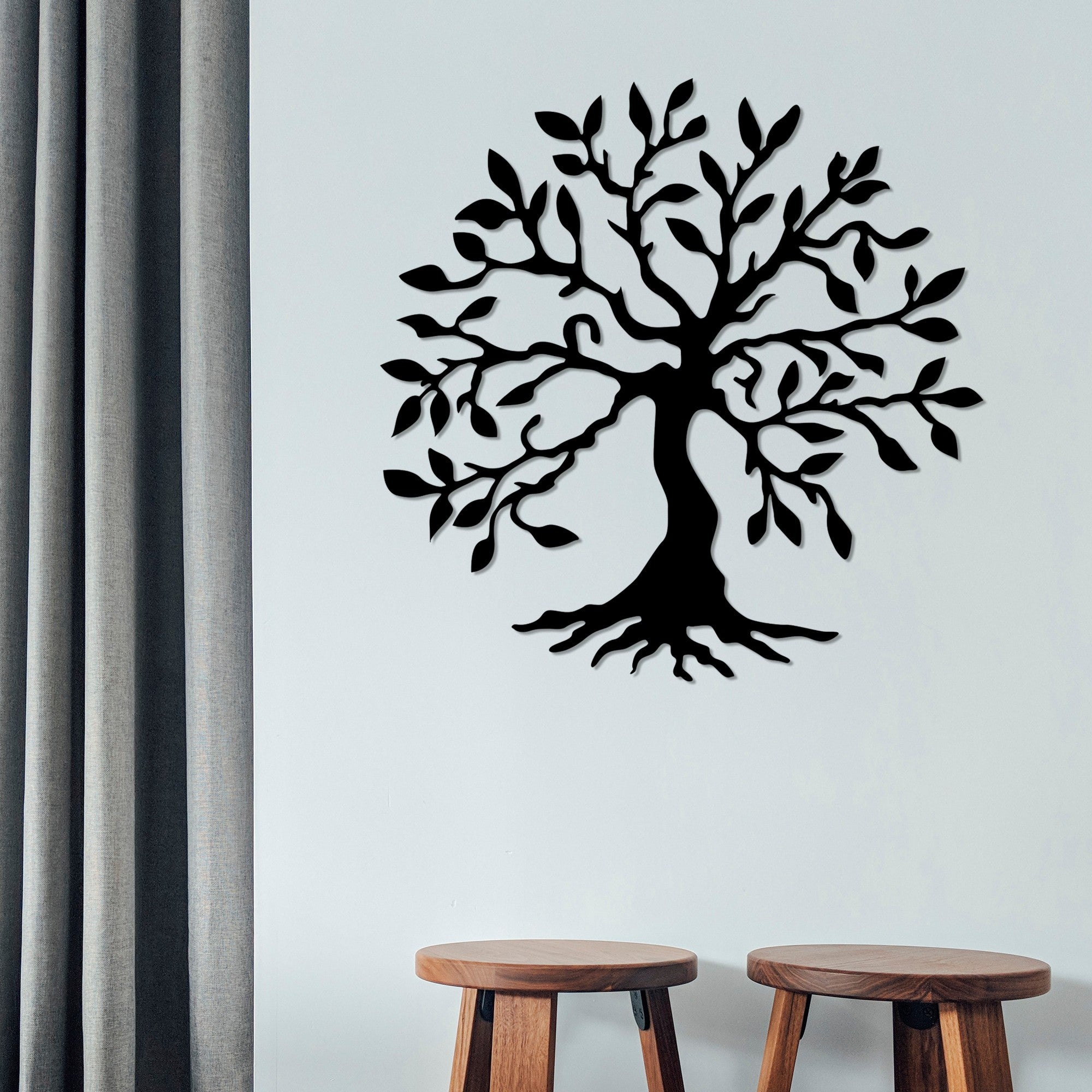 Acessório de parede decorativo de metal preto elegante, 60 x 60 cm | 100% metal, 1,5 mm de espessura | Fácil montagem na parede para decoração moderna de casa