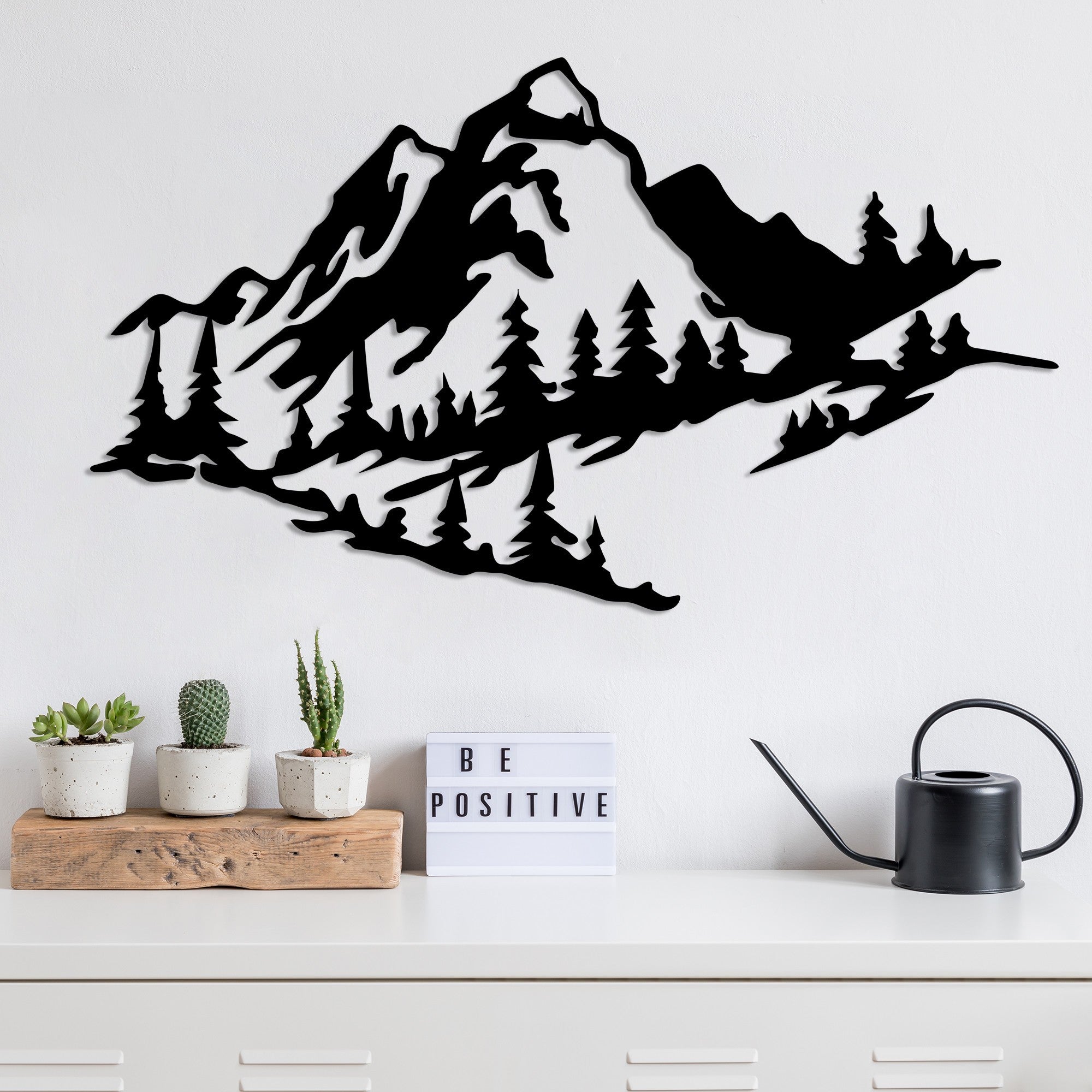 Acessório de parede decorativo de metal preto elegante, 40 x 70 cm | 100% metal (1,5 mm de espessura) | Fácil montagem na parede | Perfeito para decoração moderna de casa