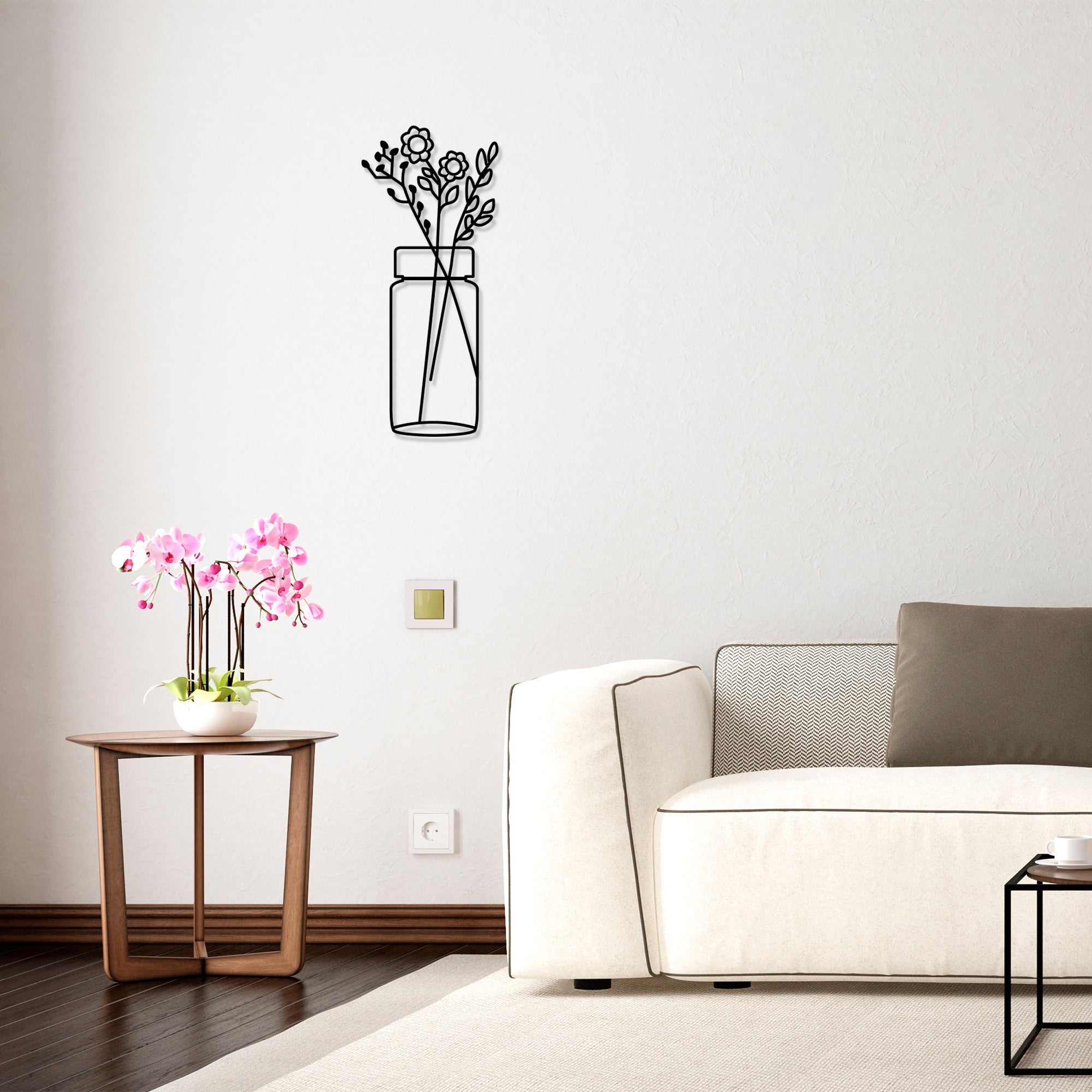 Acessório de parede decorativo de metal preto elegante, 58 x 61 cm | 100% metal, 1,5 mm de espessura | Fácil montagem na parede para decoração moderna de casa