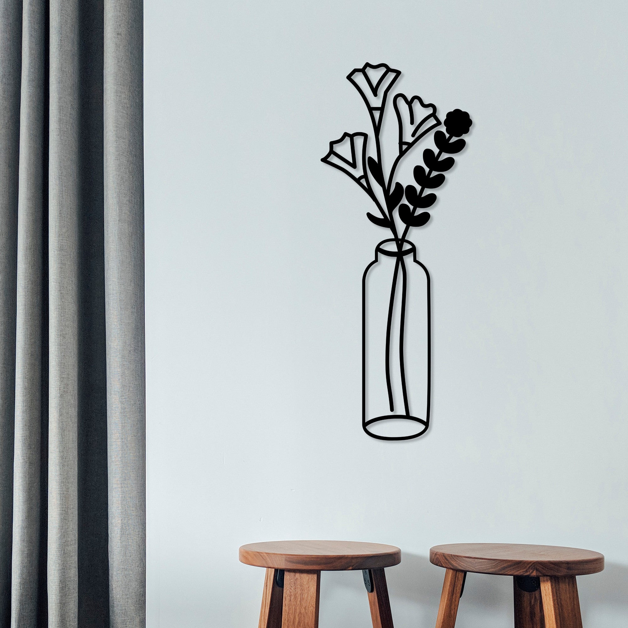 Acessório de parede decorativo de metal preto elegante, 24 x 60 cm | 100% metal, 1,5 mm de espessura | Fácil montagem na parede para decoração moderna de casa