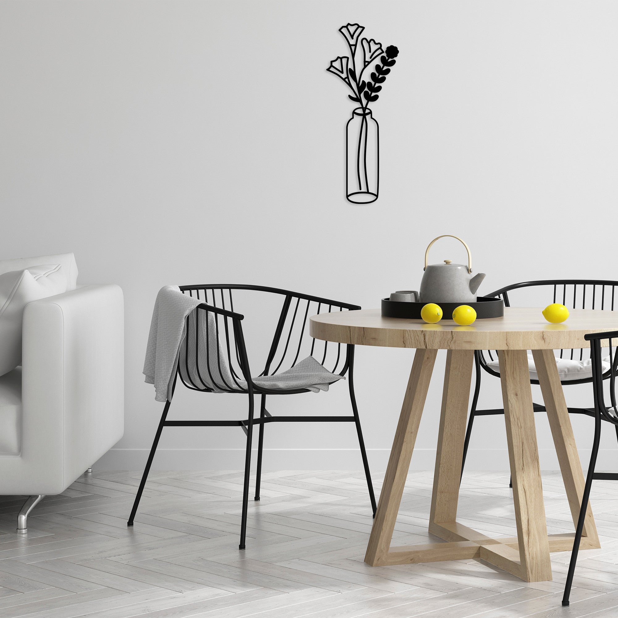 Acessório de parede decorativo de metal preto elegante, 24 x 60 cm | 100% metal, 1,5 mm de espessura | Fácil montagem na parede para decoração moderna de casa