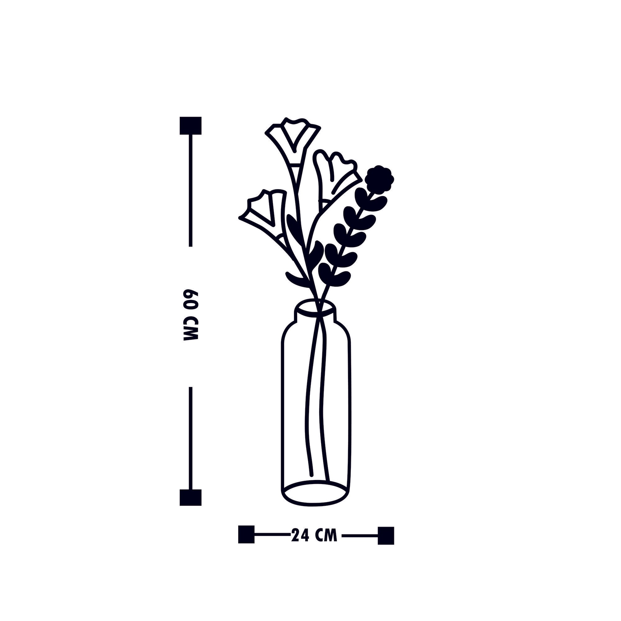 Acessório de parede decorativo de metal preto elegante, 24 x 60 cm | 100% metal, 1,5 mm de espessura | Fácil montagem na parede para decoração moderna de casa