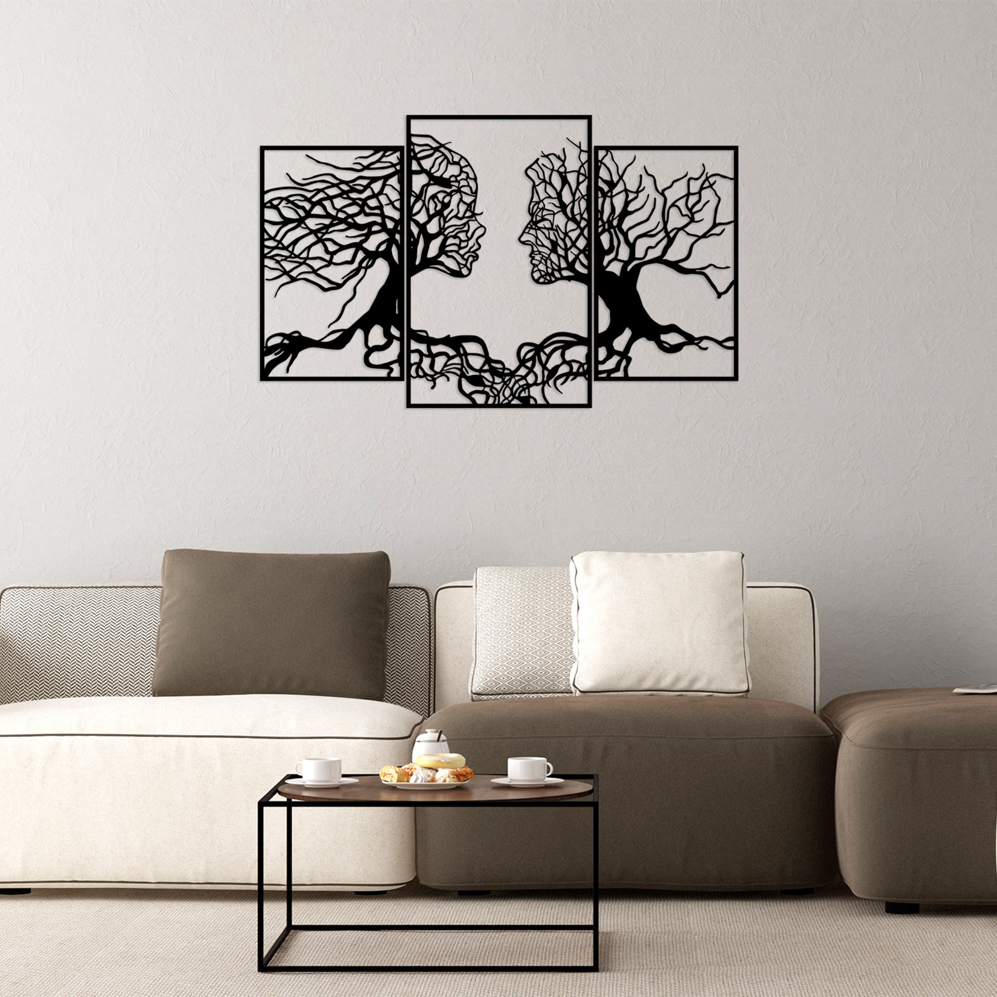 Acessório de parede decorativo de metal preto elegante, 116 x 71 cm | 100% metal, 1,5 mm de espessura | Fácil montagem na parede para decoração moderna de casa