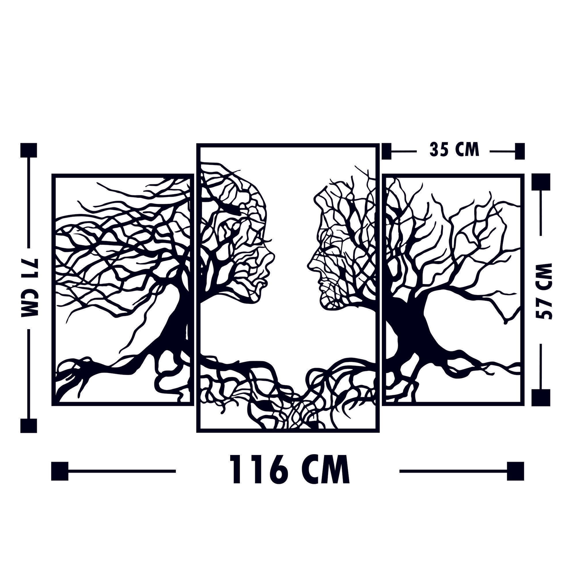 Acessório de parede decorativo de metal preto elegante, 116 x 71 cm | 100% metal, 1,5 mm de espessura | Fácil montagem na parede para decoração moderna de casa