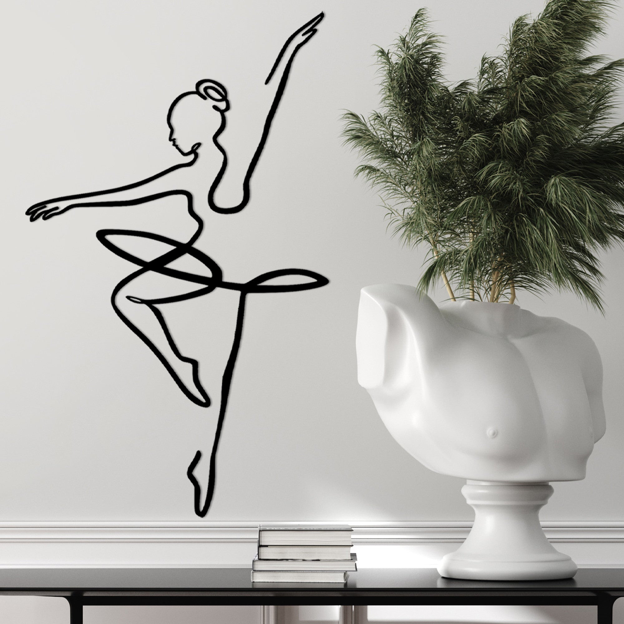 Acessório de parede decorativo elegante em metal preto, 70 x 0,15 x 42 cm | 100% metal (1,5 mm) | Fácil de pendurar na parede, variações exclusivas de textura de madeira natural