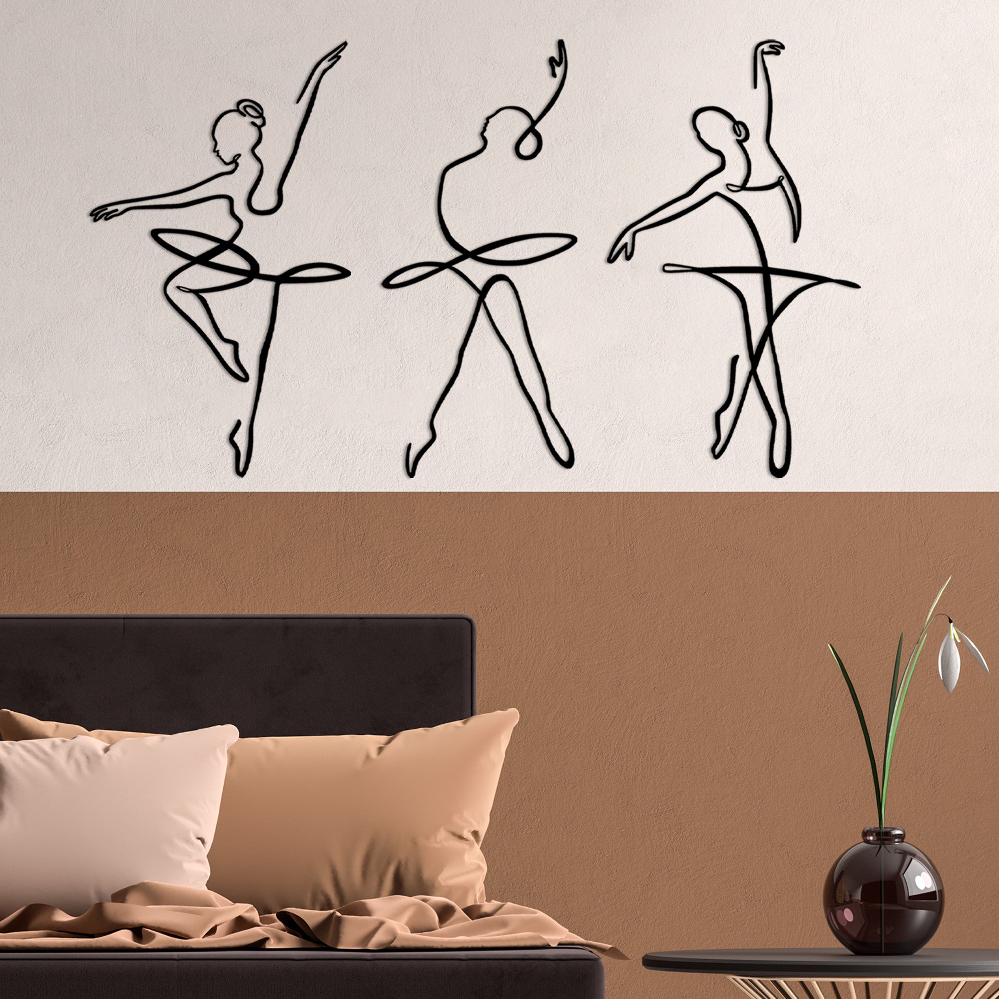 Acessório de parede decorativo elegante em metal preto, 70 x 0,15 x 42 cm | 100% metal (1,5 mm) | Fácil de pendurar na parede, variações exclusivas de textura de madeira natural
