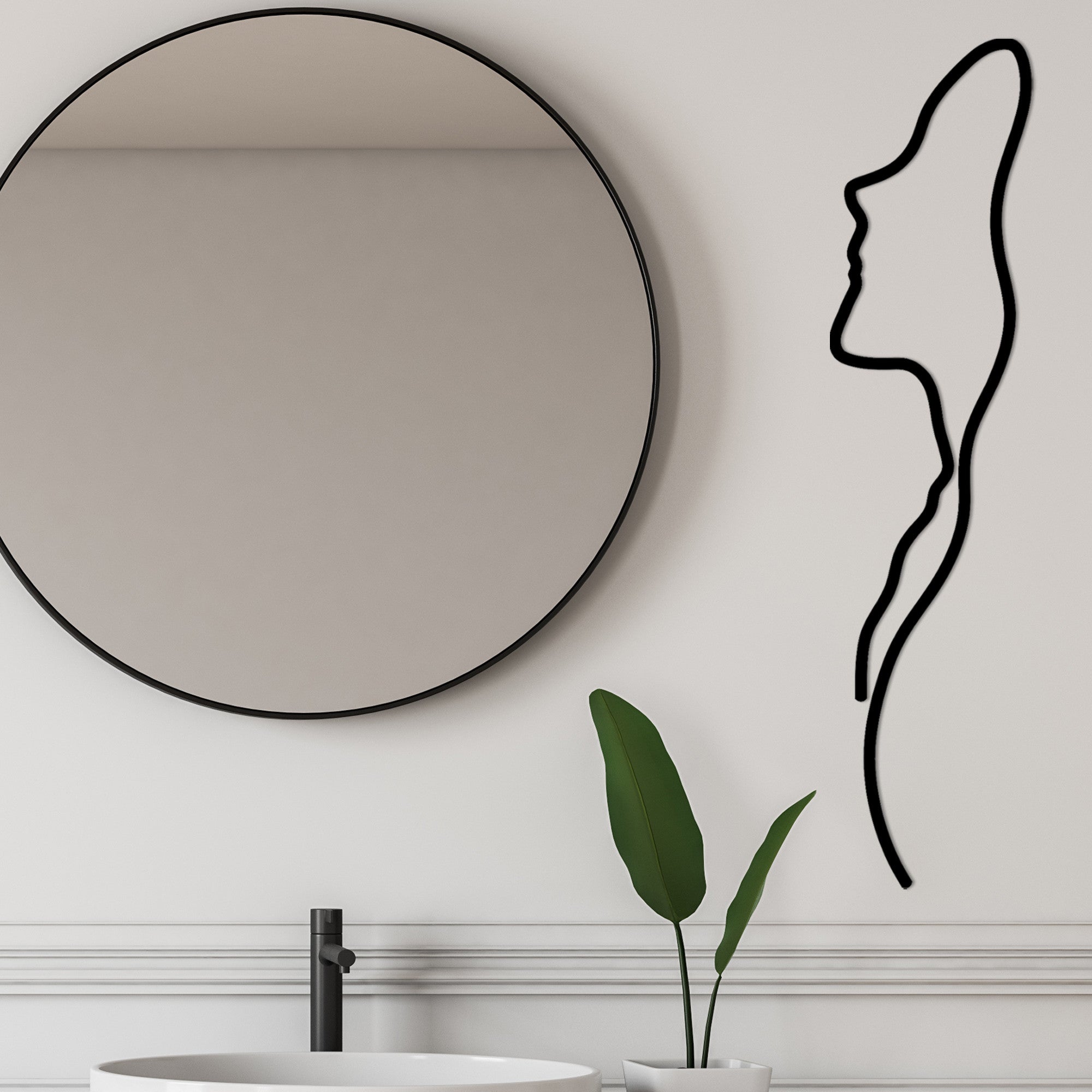 Acessório de parede decorativo de metal preto elegante, 18 x 0,15 x 74 cm | 100% metal, 1,5 mm de espessura | Fácil montagem na parede para decoração moderna de casa