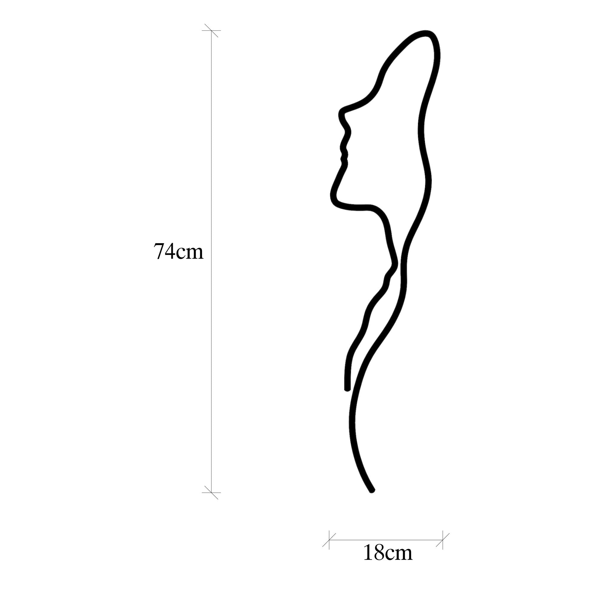 Acessório de parede decorativo de metal preto elegante, 18 x 0,15 x 74 cm | 100% metal, 1,5 mm de espessura | Fácil montagem na parede para decoração moderna de casa