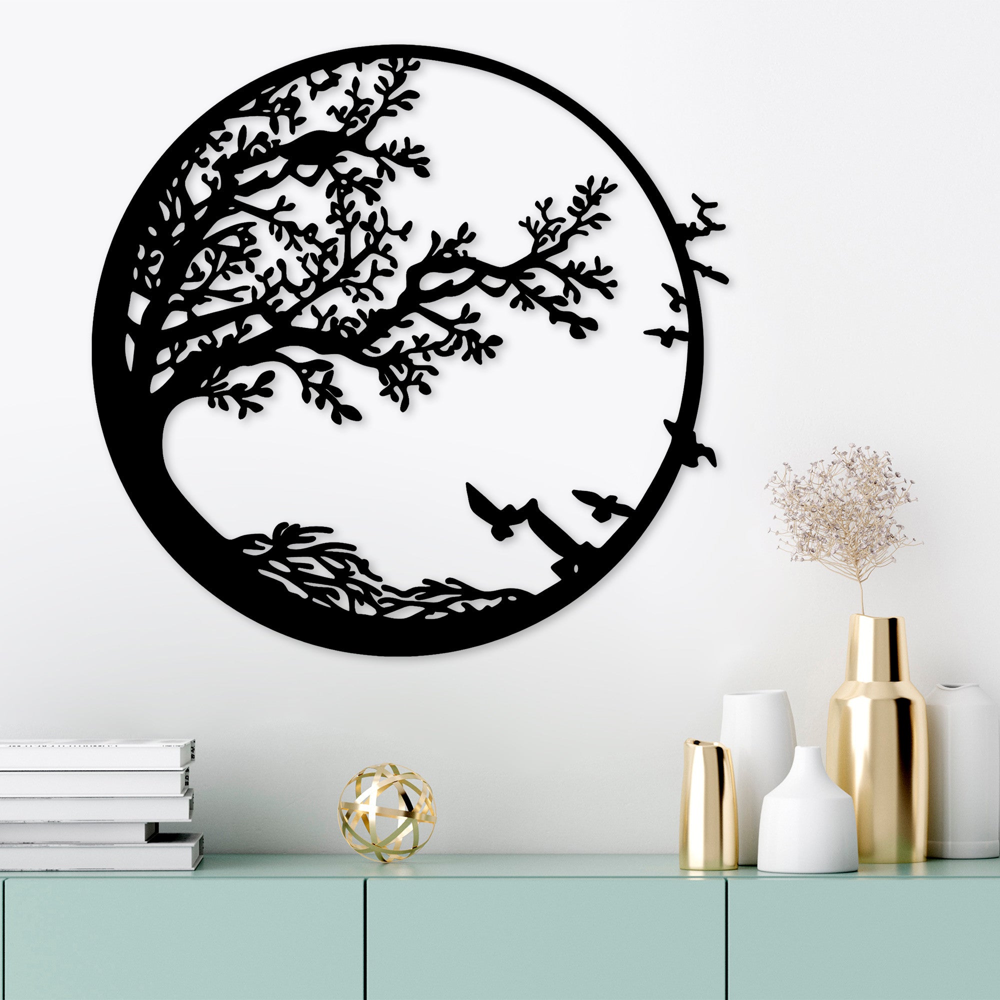 Acessório de parede decorativo de metal preto elegante, 68 x 1,5 x 66 cm | 100% metal (1,2 mm) | Fácil montagem na parede | Perfeito para decoração moderna de casa