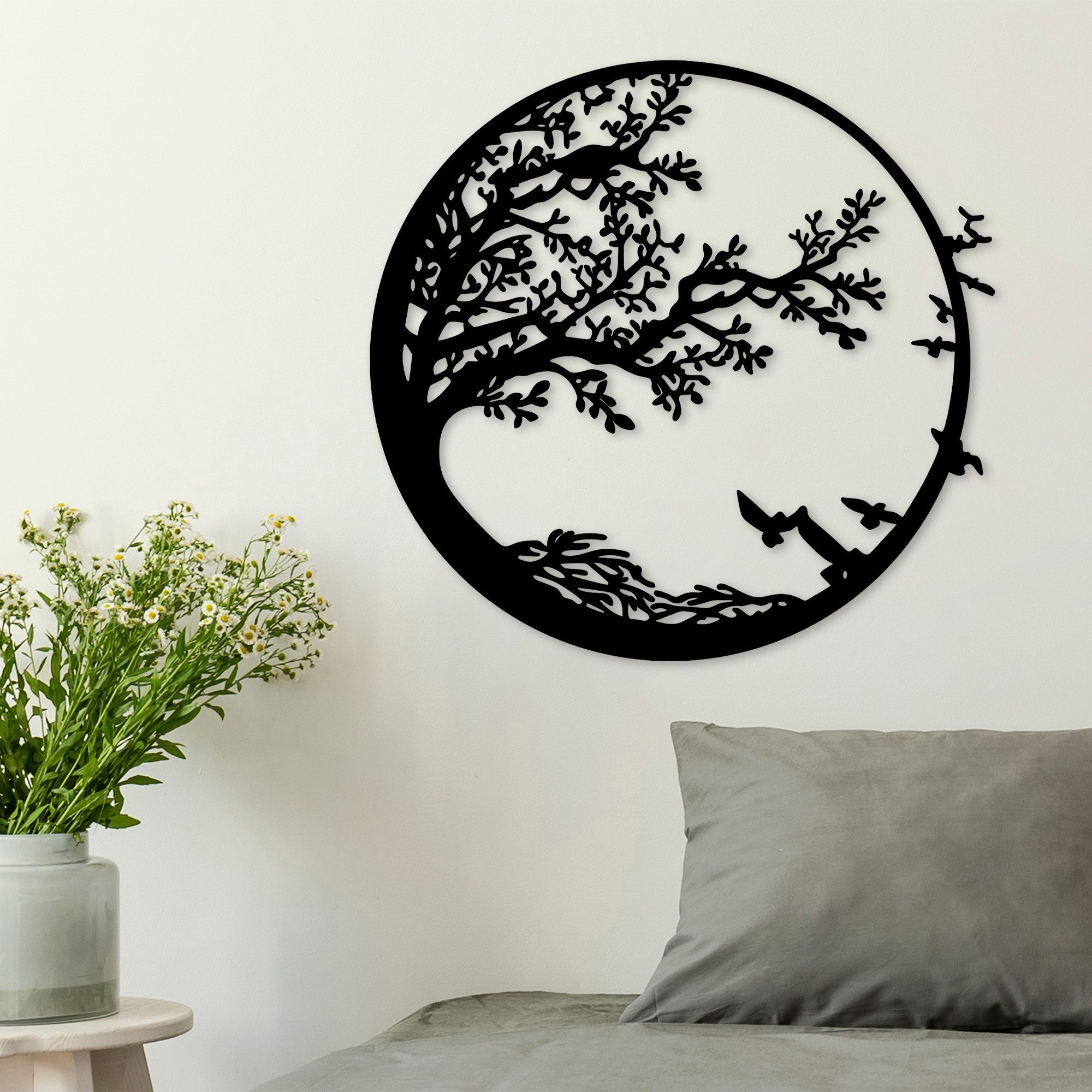 Acessório de parede decorativo de metal preto elegante, 68 x 1,5 x 66 cm | 100% metal (1,2 mm) | Fácil montagem na parede | Perfeito para decoração moderna de casa