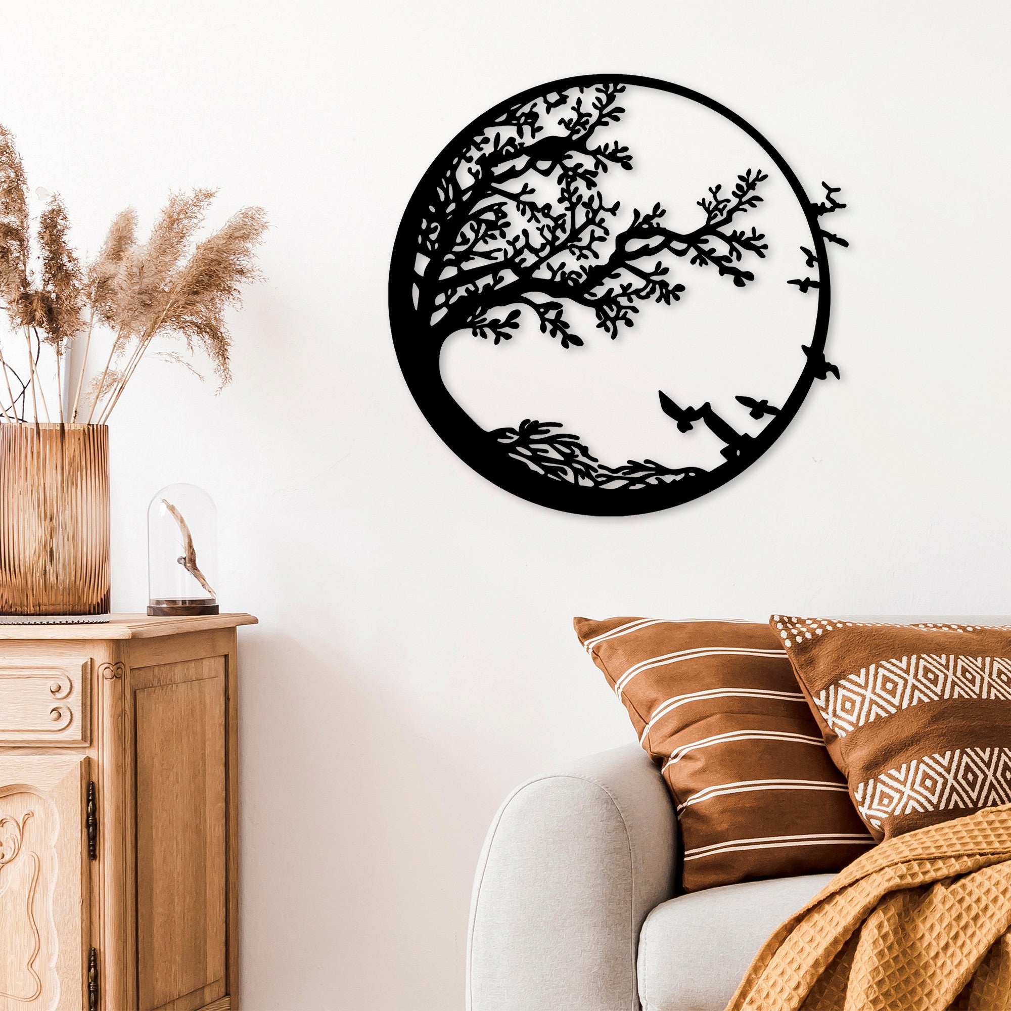 Acessório de parede decorativo de metal preto elegante, 68 x 1,5 x 66 cm | 100% metal (1,2 mm) | Fácil montagem na parede | Perfeito para decoração moderna de casa