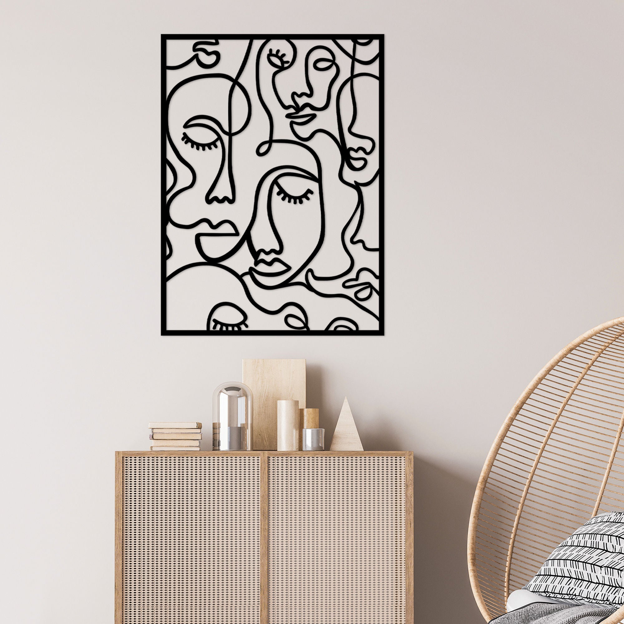 Acessório de parede decorativo de metal preto elegante, 52 x 70 cm | 100% metal (1,2 mm) | Fácil montagem na parede | Perfeito para decoração moderna de casa