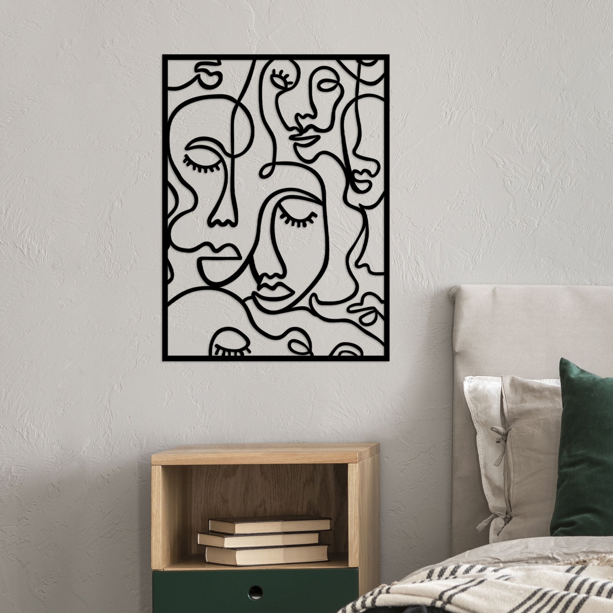Acessório de parede decorativo de metal preto elegante, 52 x 70 cm | 100% metal (1,2 mm) | Fácil montagem na parede | Perfeito para decoração moderna de casa