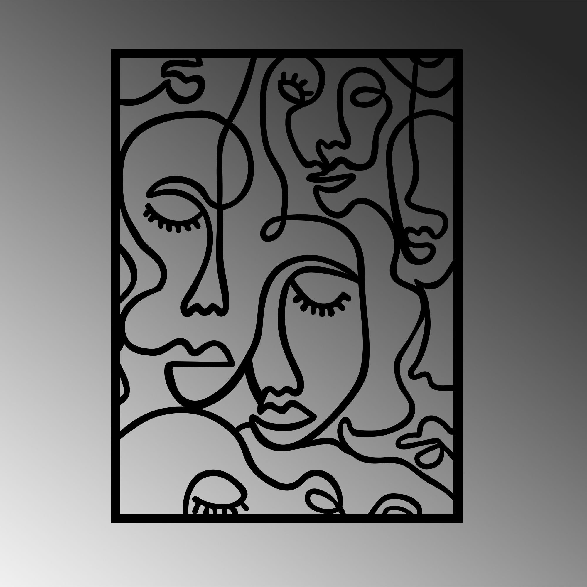 Acessório de parede decorativo de metal preto elegante, 52 x 70 cm | 100% metal (1,2 mm) | Fácil montagem na parede | Perfeito para decoração moderna de casa