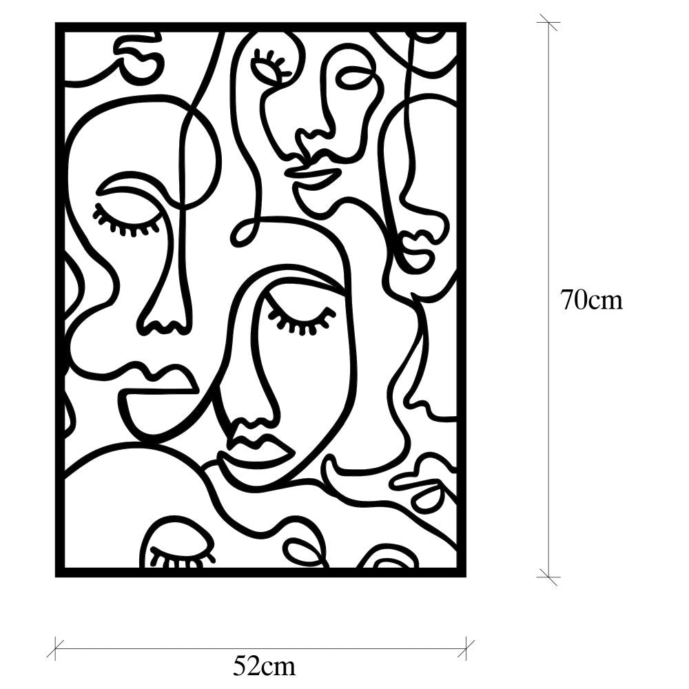 Acessório de parede decorativo de metal preto elegante, 52 x 70 cm | 100% metal (1,2 mm) | Fácil montagem na parede | Perfeito para decoração moderna de casa