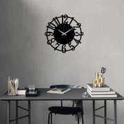 Relógio de parede elegante de metal decorativo preto, 48 x 48 cm | 100% metal (1,5 mm) | Mecanismo silencioso | Perfeito para decoração de casa e escritório