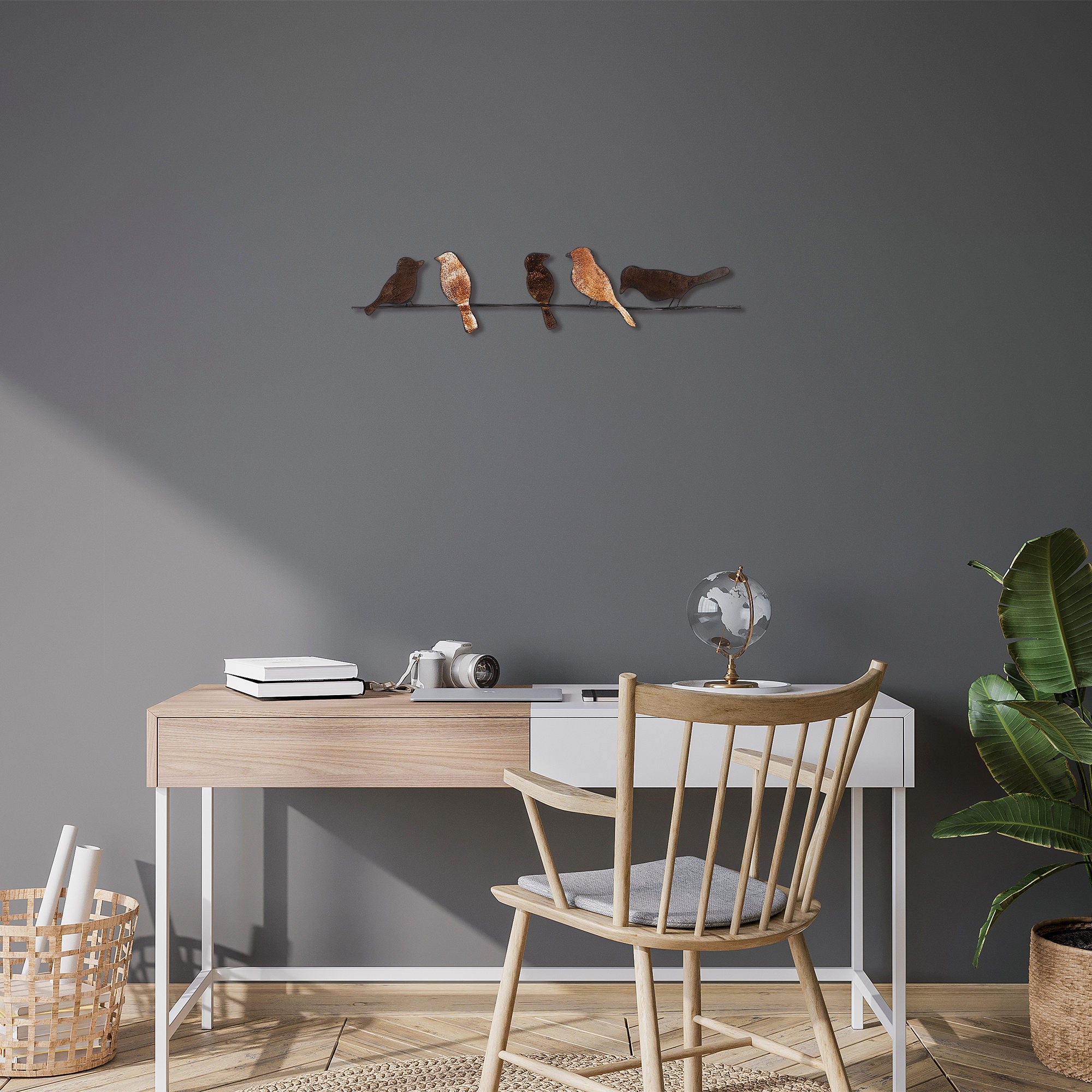 Acessório de parede decorativo de metal pintado à mão, 81 x 18 cm, 100% metal (1,5 mm) | Design exclusivo, fácil montagem na parede, perfeito para decoração de casa
