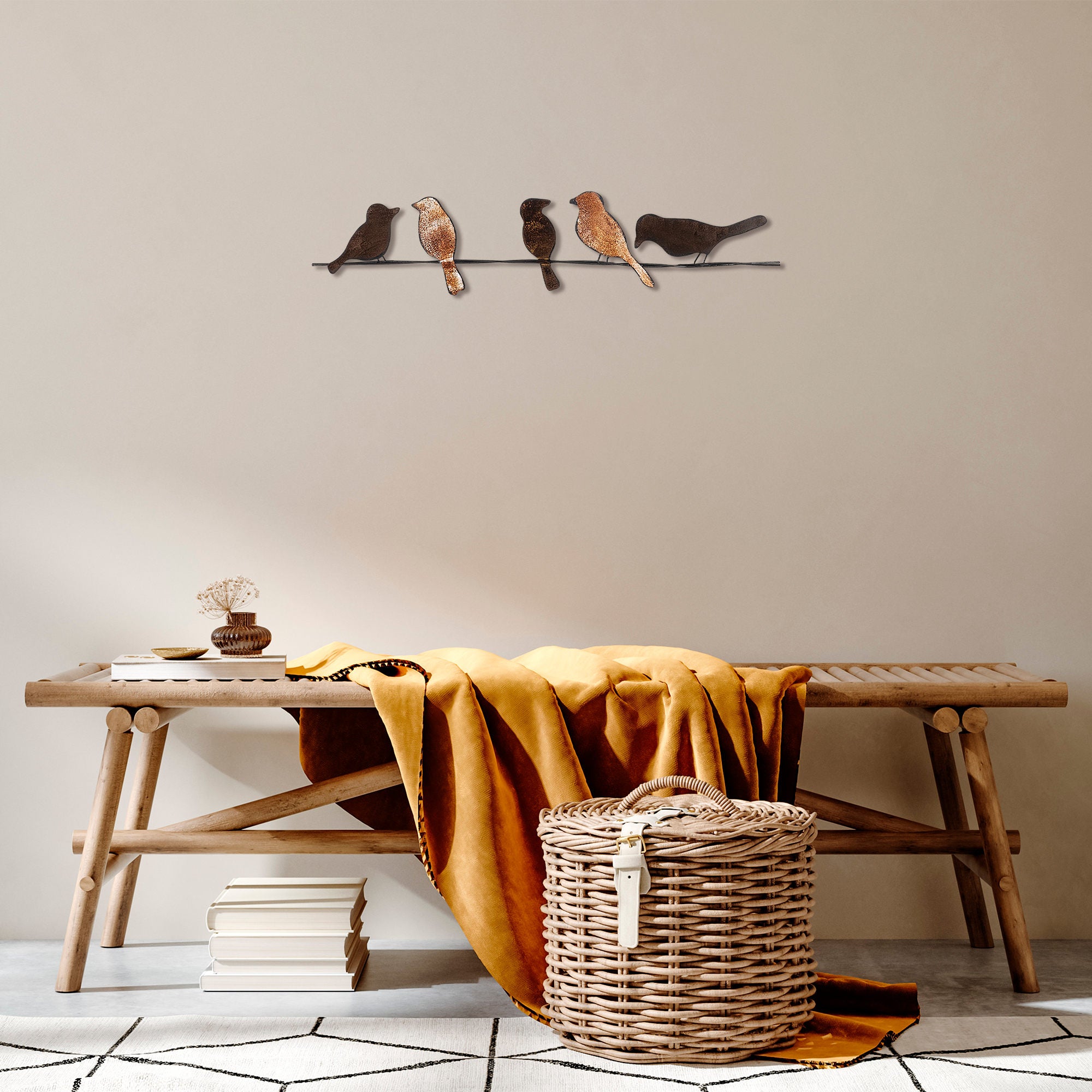 Acessório de parede decorativo de metal pintado à mão, 81 x 18 cm, 100% metal (1,5 mm) | Design exclusivo, fácil montagem na parede, perfeito para decoração de casa