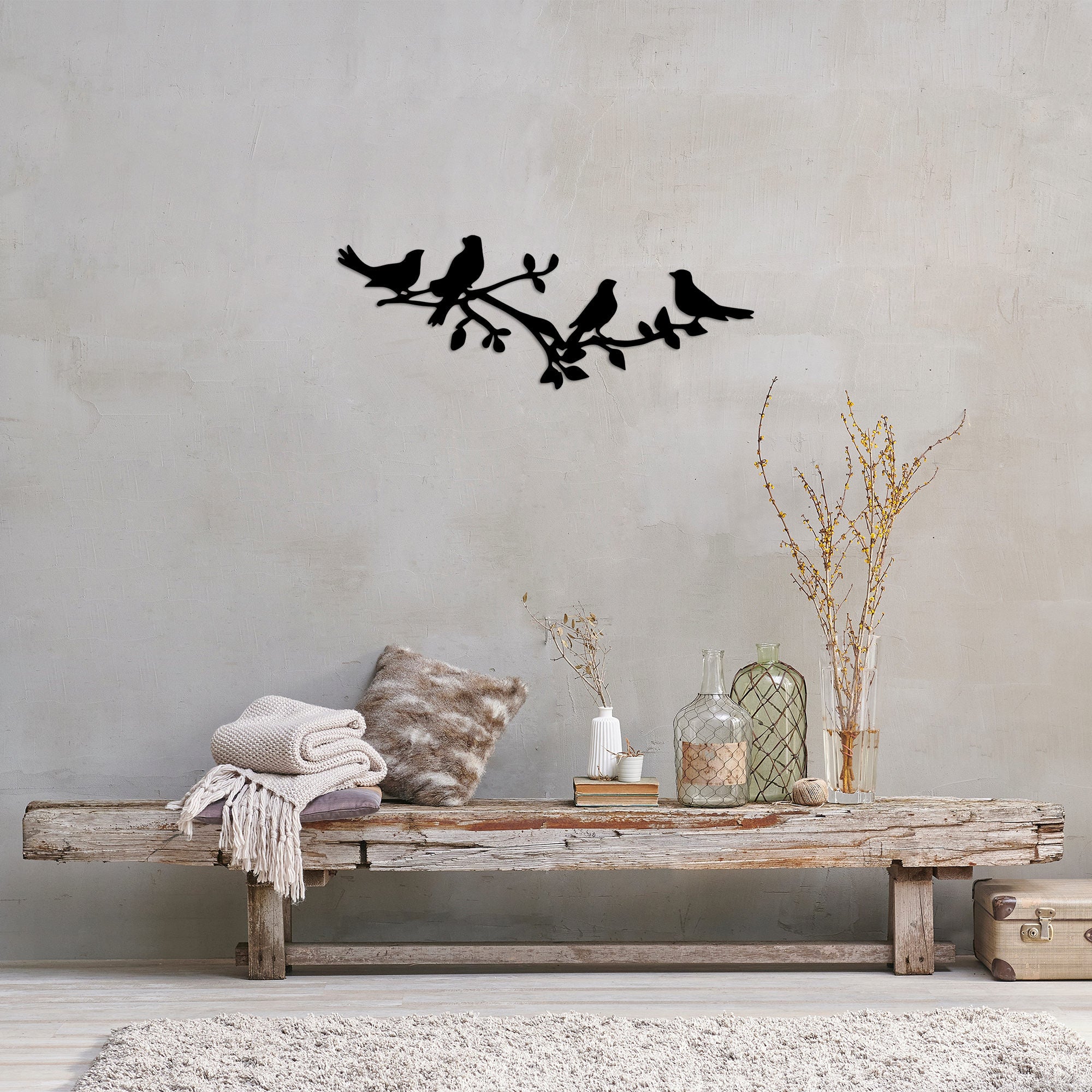Acessório de parede decorativo de metal preto elegante, 70 x 26 cm | 100% metal (1,5 mm de espessura) | Fácil montagem na parede | Perfeito para decoração moderna de casa