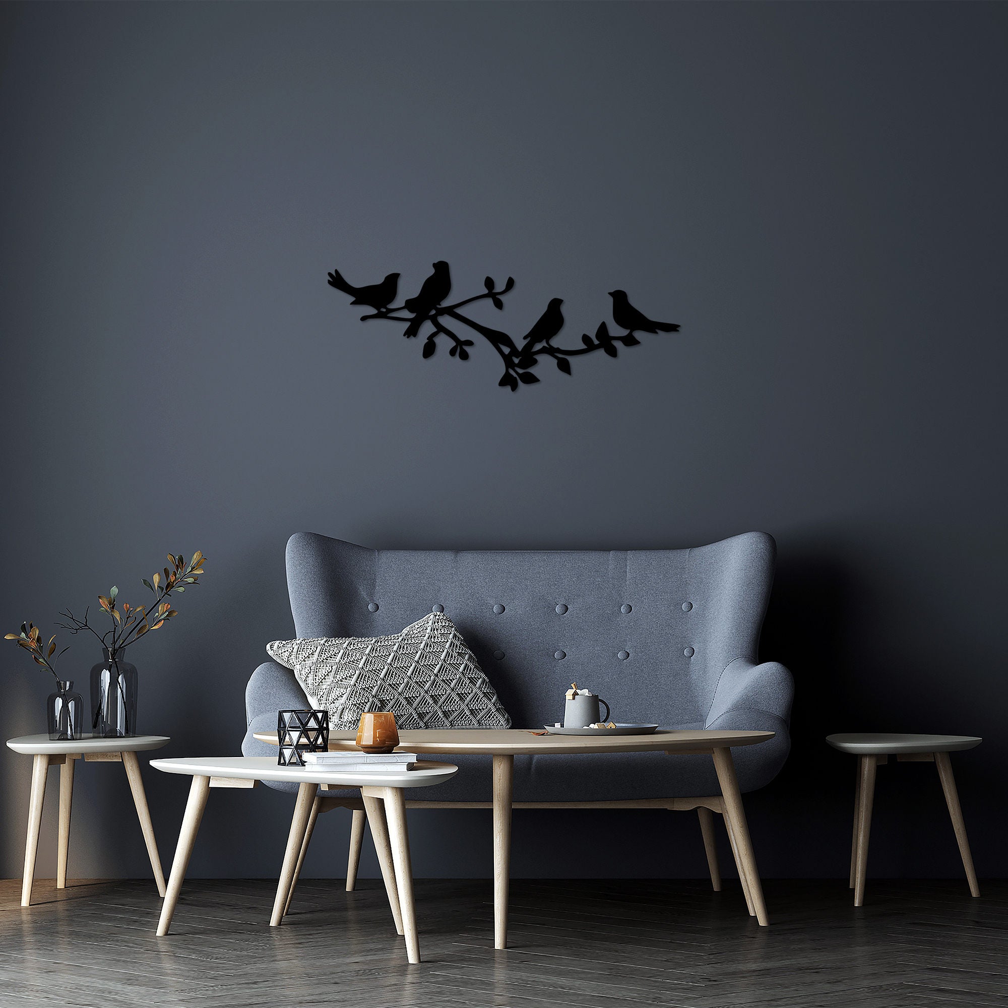 Acessório de parede decorativo de metal preto elegante, 70 x 26 cm | 100% metal (1,5 mm de espessura) | Fácil montagem na parede | Perfeito para decoração moderna de casa