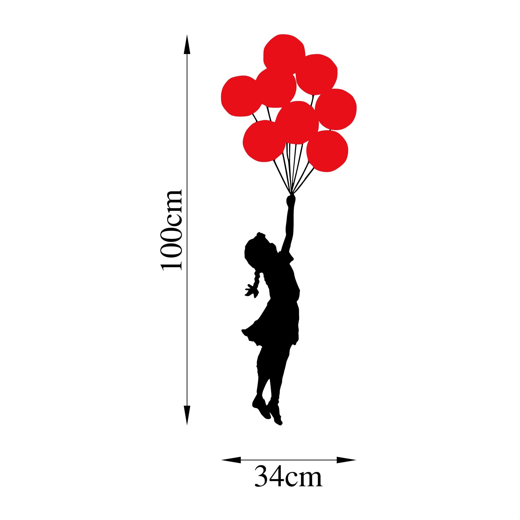 Acessório de parede decorativo de metal elegante, 100 x 34 cm, 100% metal (1,5 mm) | Design preto e vermelho | Fácil montagem na parede | Perfeito para decoração moderna