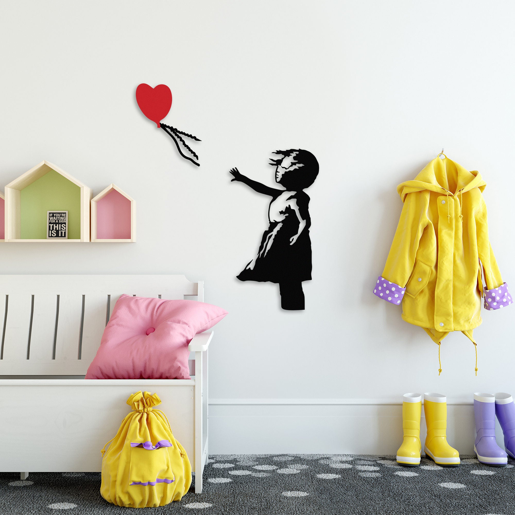 Acessório de parede decorativo de metal elegante, 105 x 85 cm, 100% metal (1,5 mm) | Design preto e vermelho | Fácil montagem na parede | Perfeito para decoração de casa