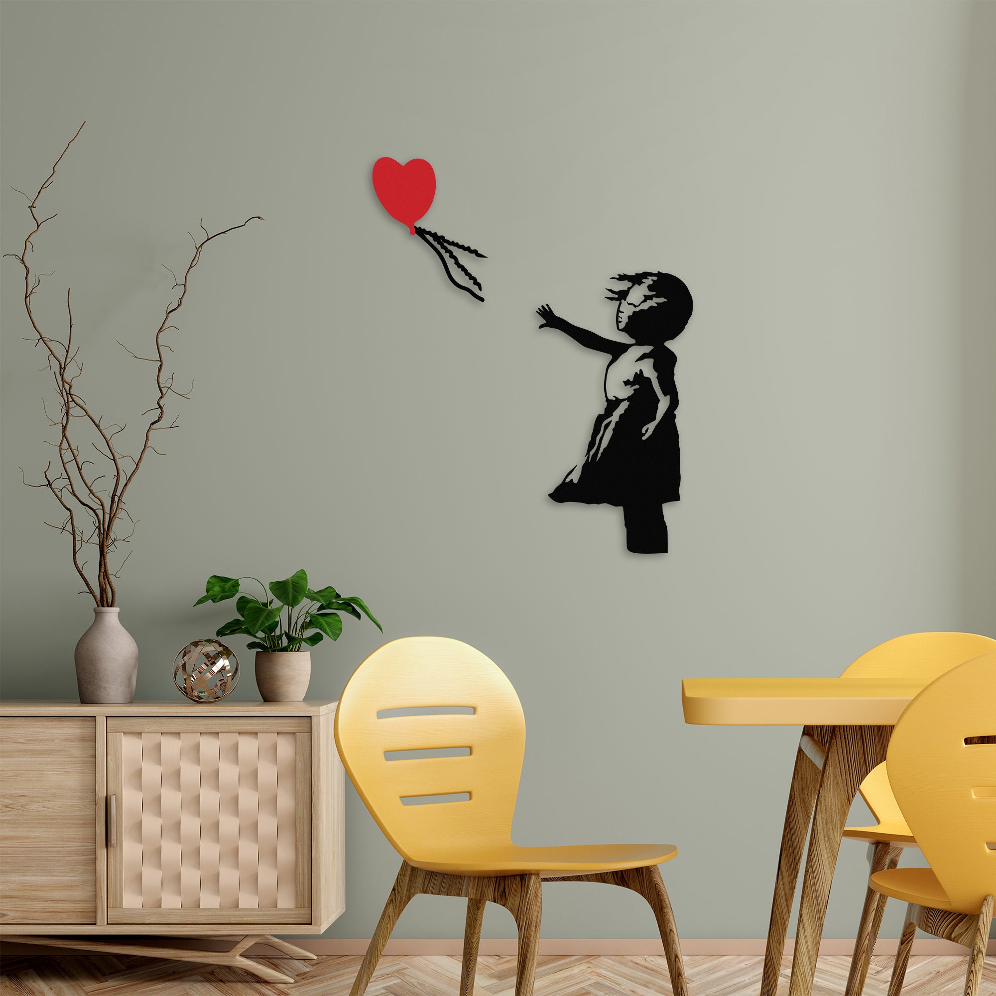 Acessório de parede decorativo de metal elegante, 105 x 85 cm, 100% metal (1,5 mm) | Design preto e vermelho | Fácil montagem na parede | Perfeito para decoração de casa