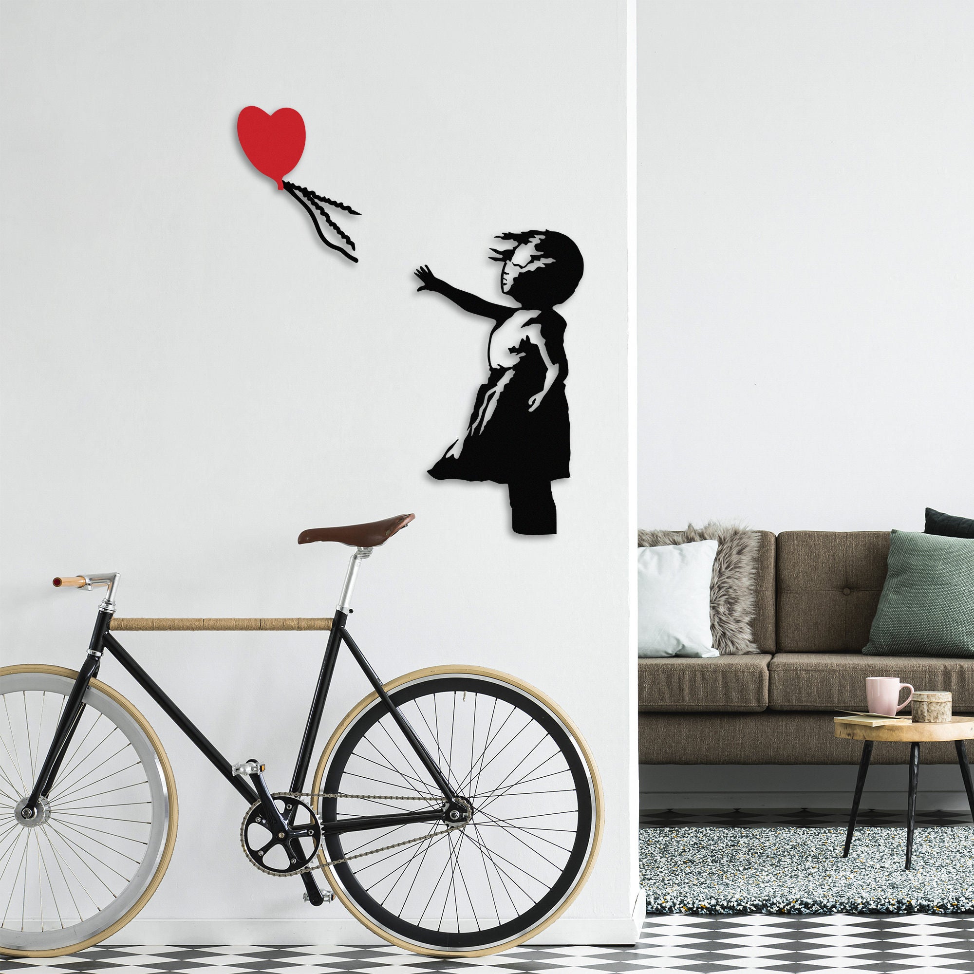Acessório de parede decorativo de metal elegante, 105 x 85 cm, 100% metal (1,5 mm) | Design preto e vermelho | Fácil montagem na parede | Perfeito para decoração de casa
