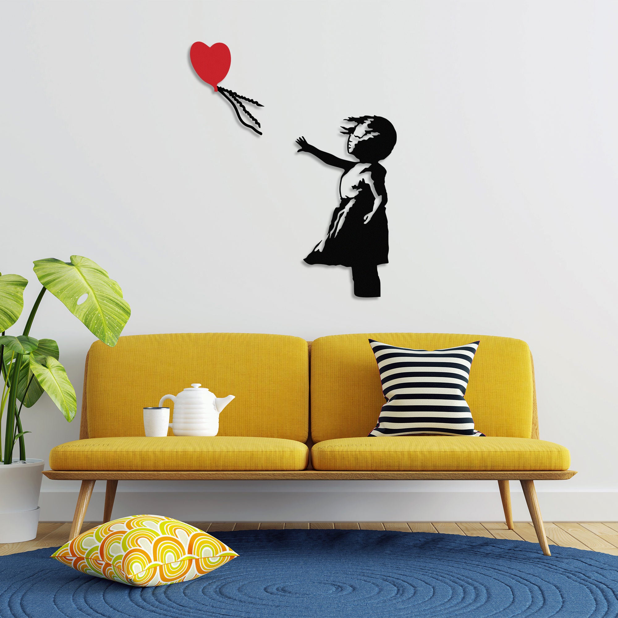 Acessório de parede decorativo de metal elegante, 105 x 85 cm, 100% metal (1,5 mm) | Design preto e vermelho | Fácil montagem na parede | Perfeito para decoração de casa