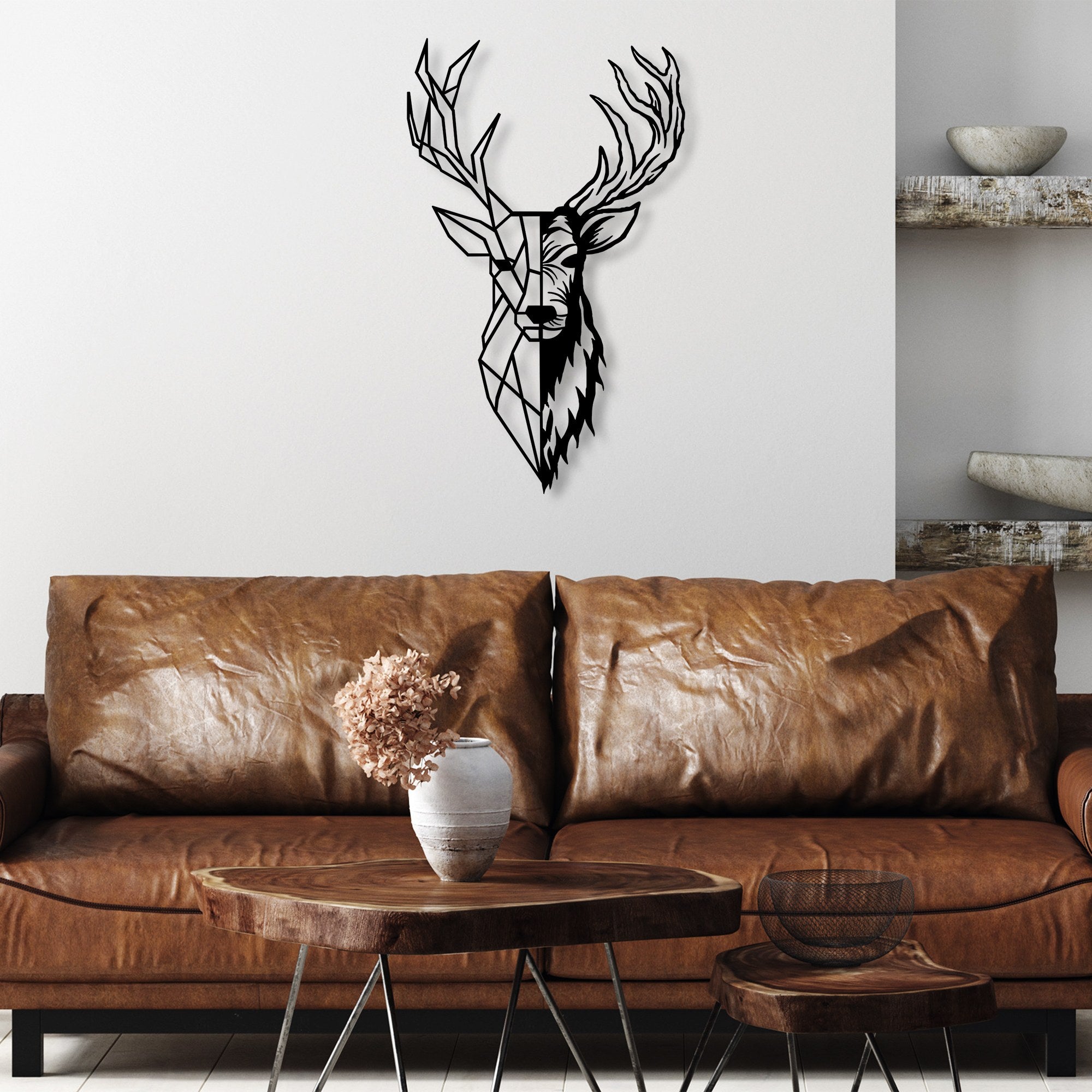 Acessório de parede decorativo de metal preto elegante, 42 x 70 cm | 100% metal, 1,5 mm de espessura | Fácil montagem na parede para decoração moderna de casa