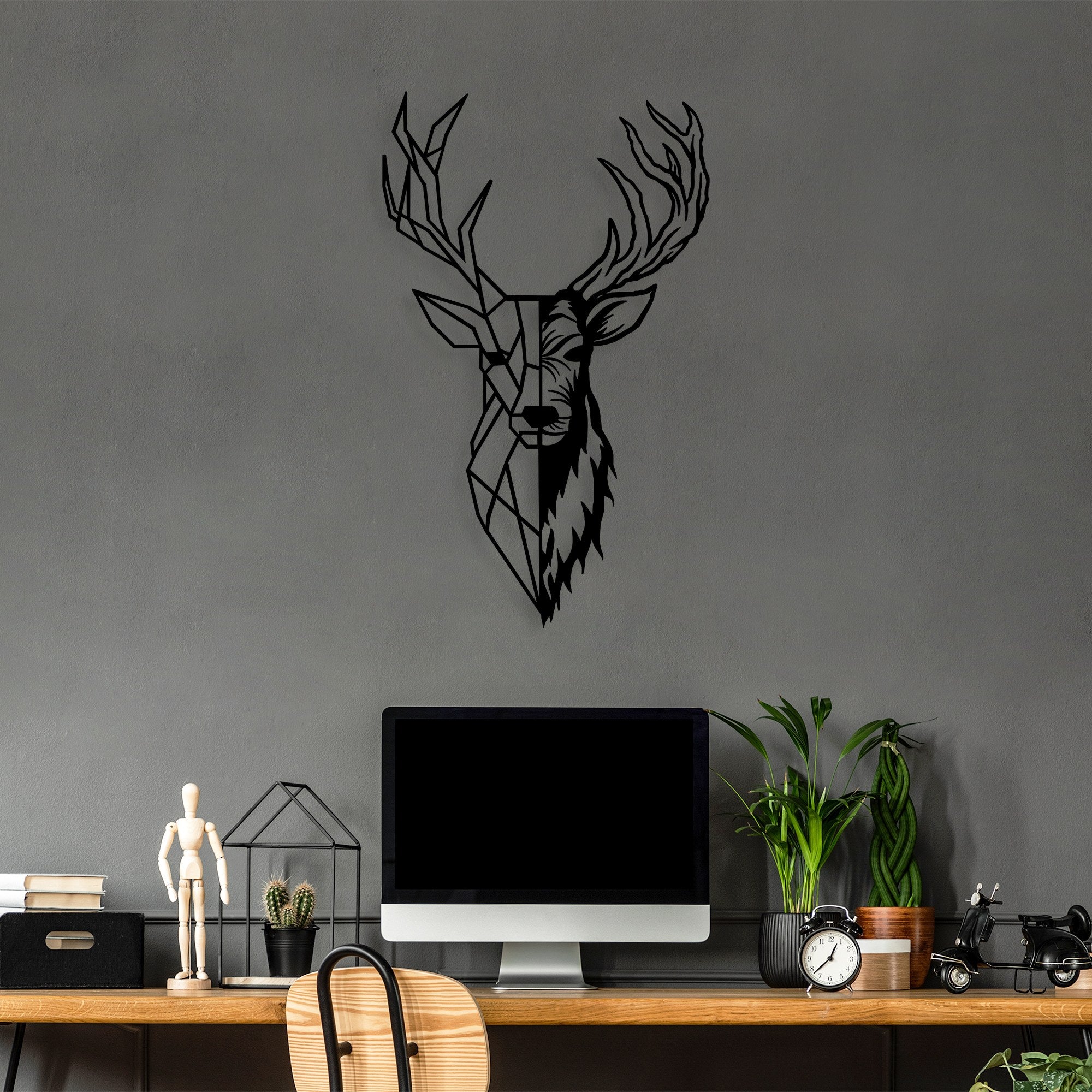 Acessório de parede decorativo de metal preto elegante, 42 x 70 cm | 100% metal, 1,5 mm de espessura | Fácil montagem na parede para decoração moderna de casa