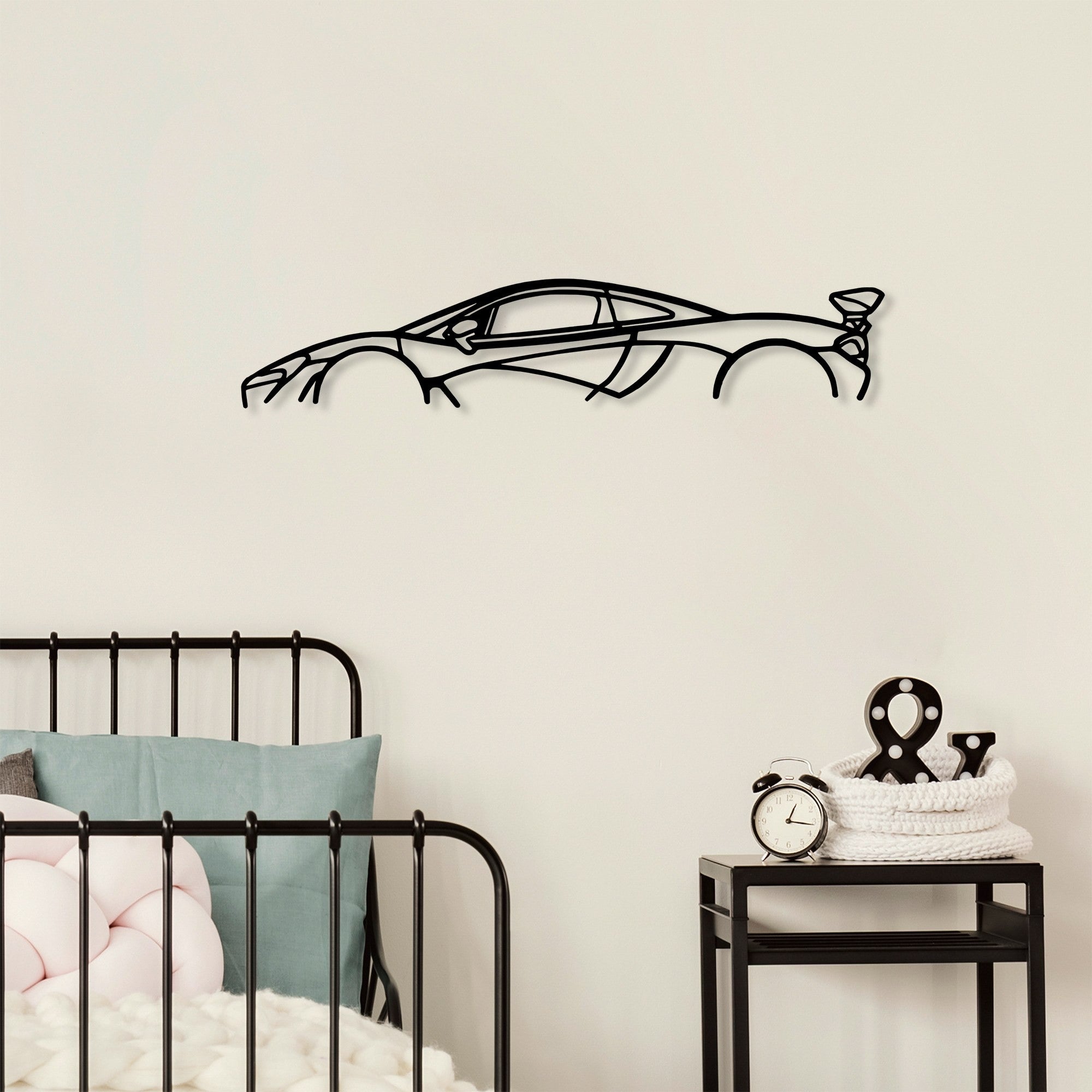 Acessório de parede decorativo de metal preto elegante, 68 x 14 cm | 100% metal, 1,5 mm de espessura | Fácil montagem na parede, perfeito para decoração moderna