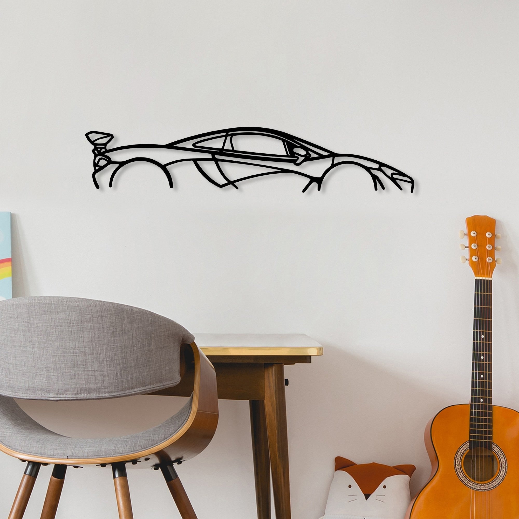 Acessório de parede decorativo de metal preto elegante, 68 x 14 cm | 100% metal, 1,5 mm de espessura | Fácil montagem na parede, perfeito para decoração moderna