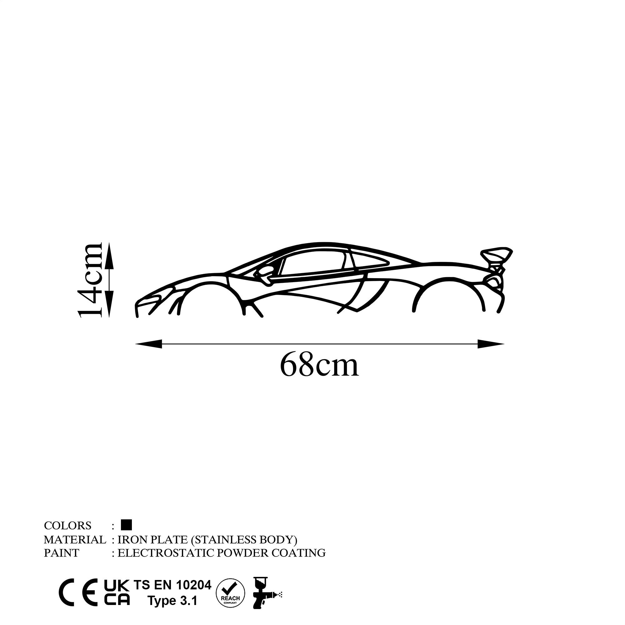 Acessório de parede decorativo de metal preto elegante, 68 x 14 cm | 100% metal, 1,5 mm de espessura | Fácil montagem na parede, perfeito para decoração moderna