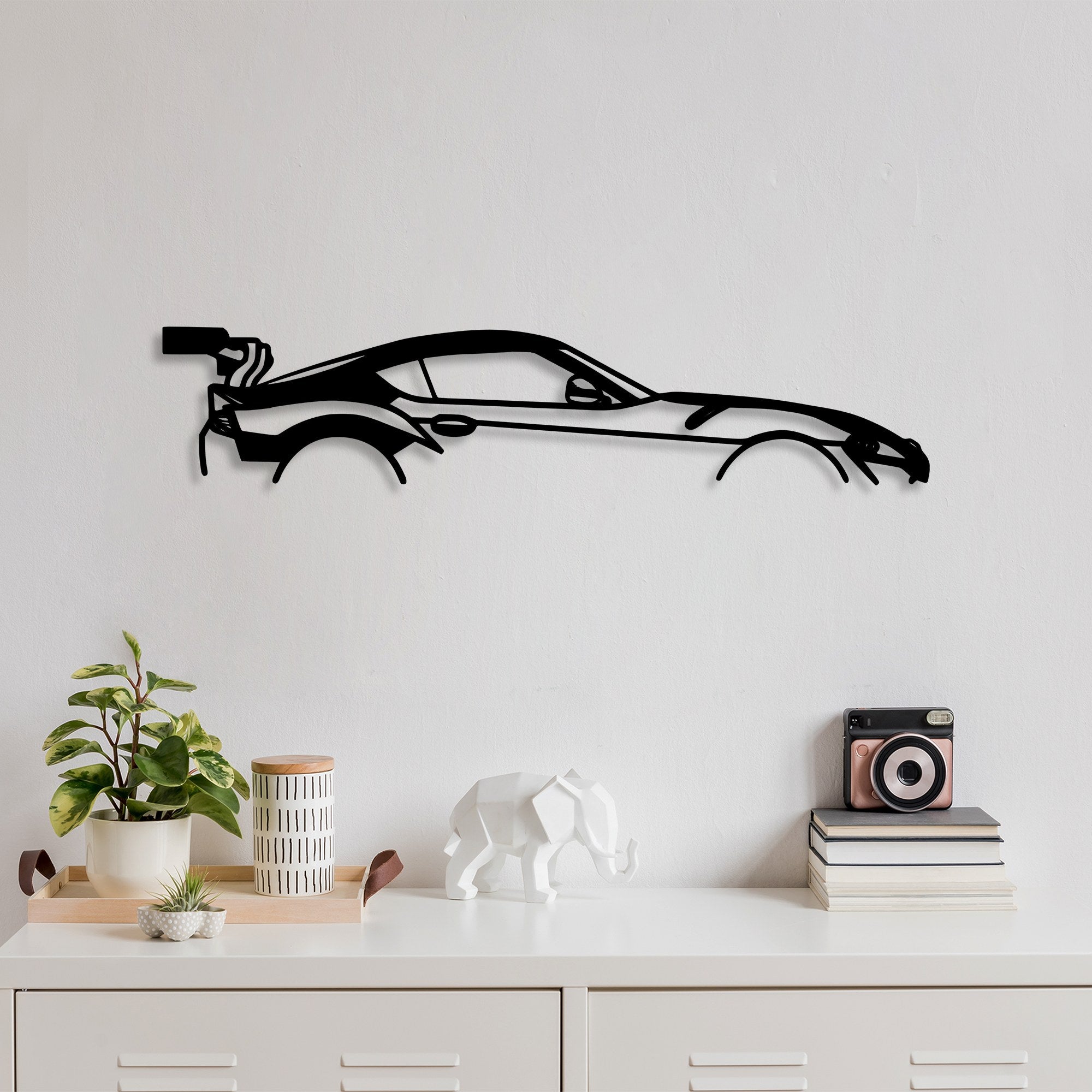 Acessório de parede decorativo de metal preto elegante, 70 x 14 cm | 100% metal, 1,5 mm de espessura | Fácil montagem na parede para decoração moderna de casa