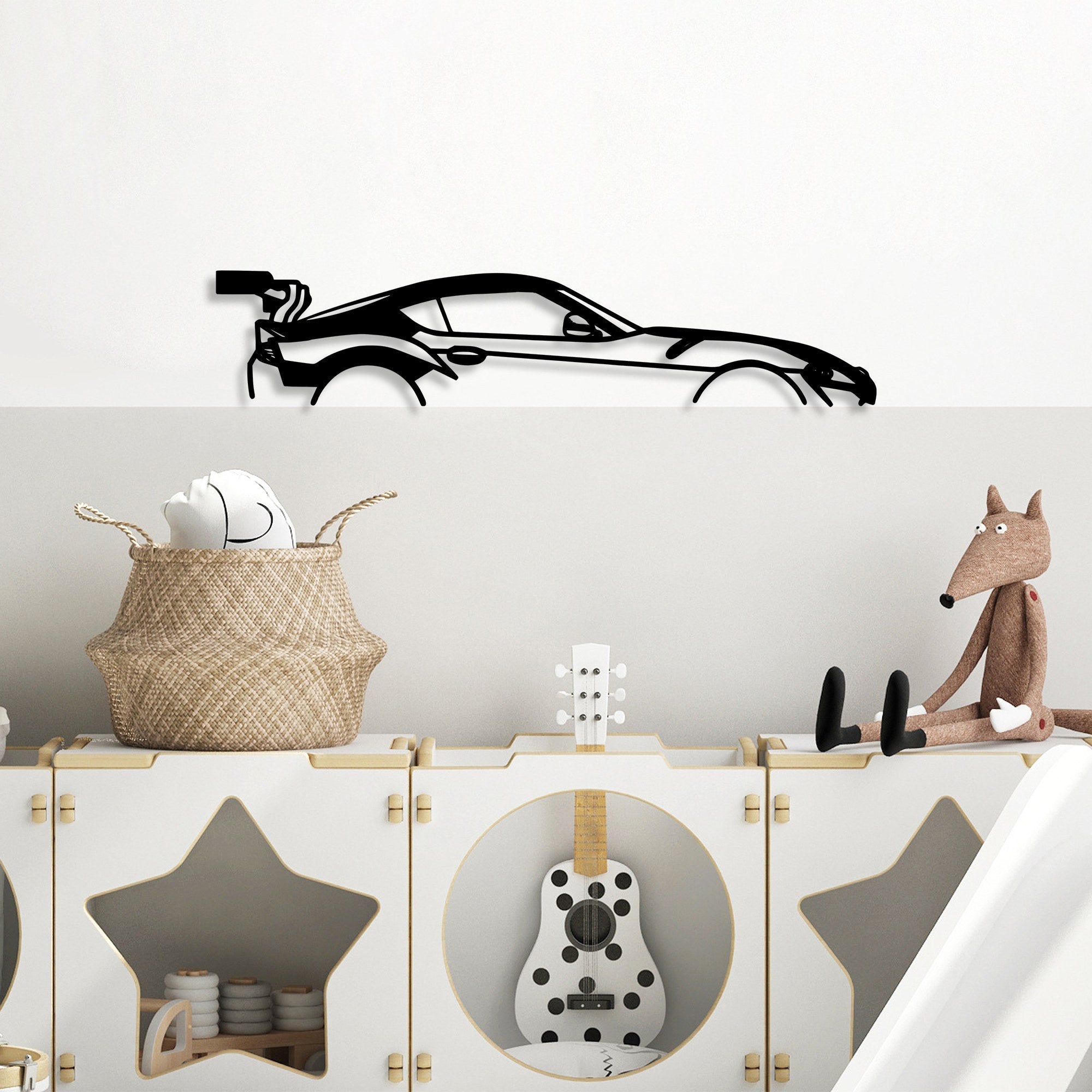 Acessório de parede decorativo de metal preto elegante, 70 x 14 cm | 100% metal, 1,5 mm de espessura | Fácil montagem na parede para decoração moderna de casa