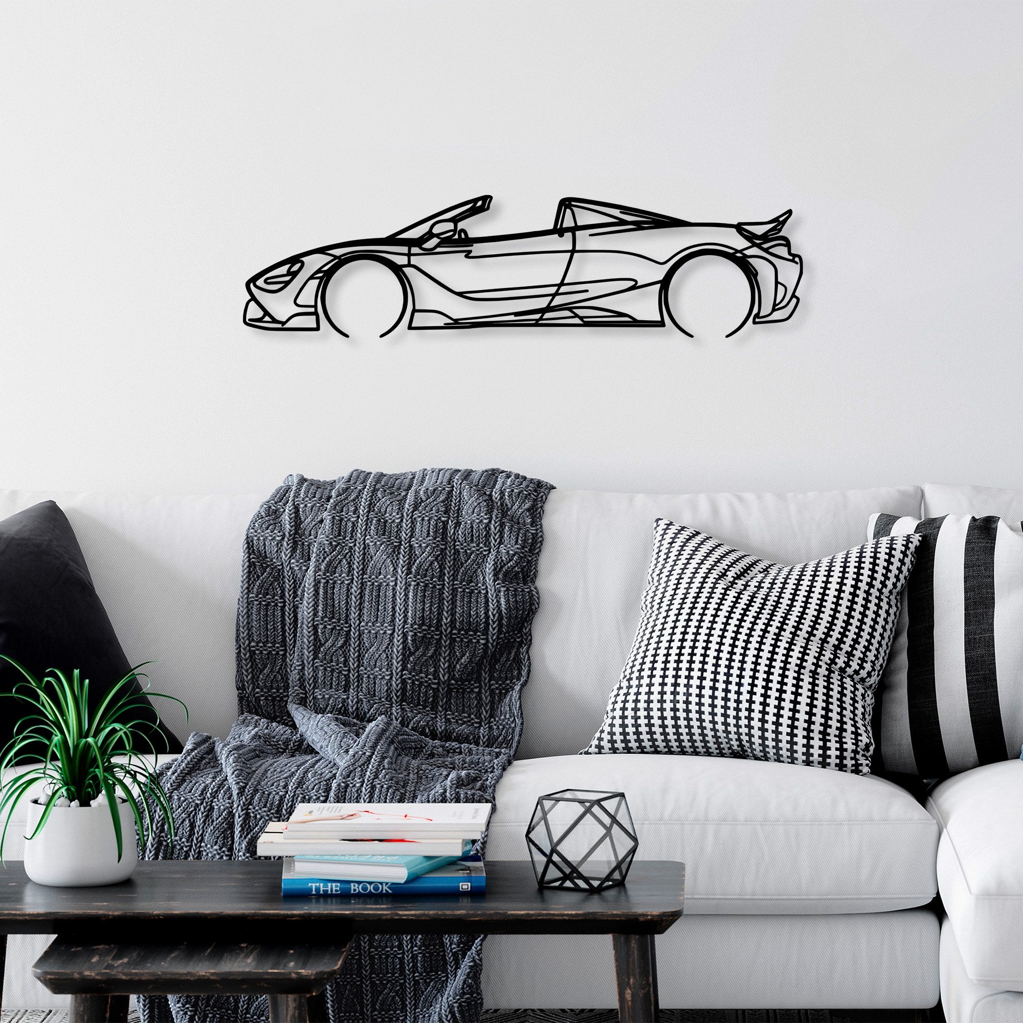 Acessório de parede decorativo de metal preto elegante, 70 x 17 cm | 100% metal (1,5 mm de espessura) | Fácil montagem na parede | Perfeito para decoração moderna de casa