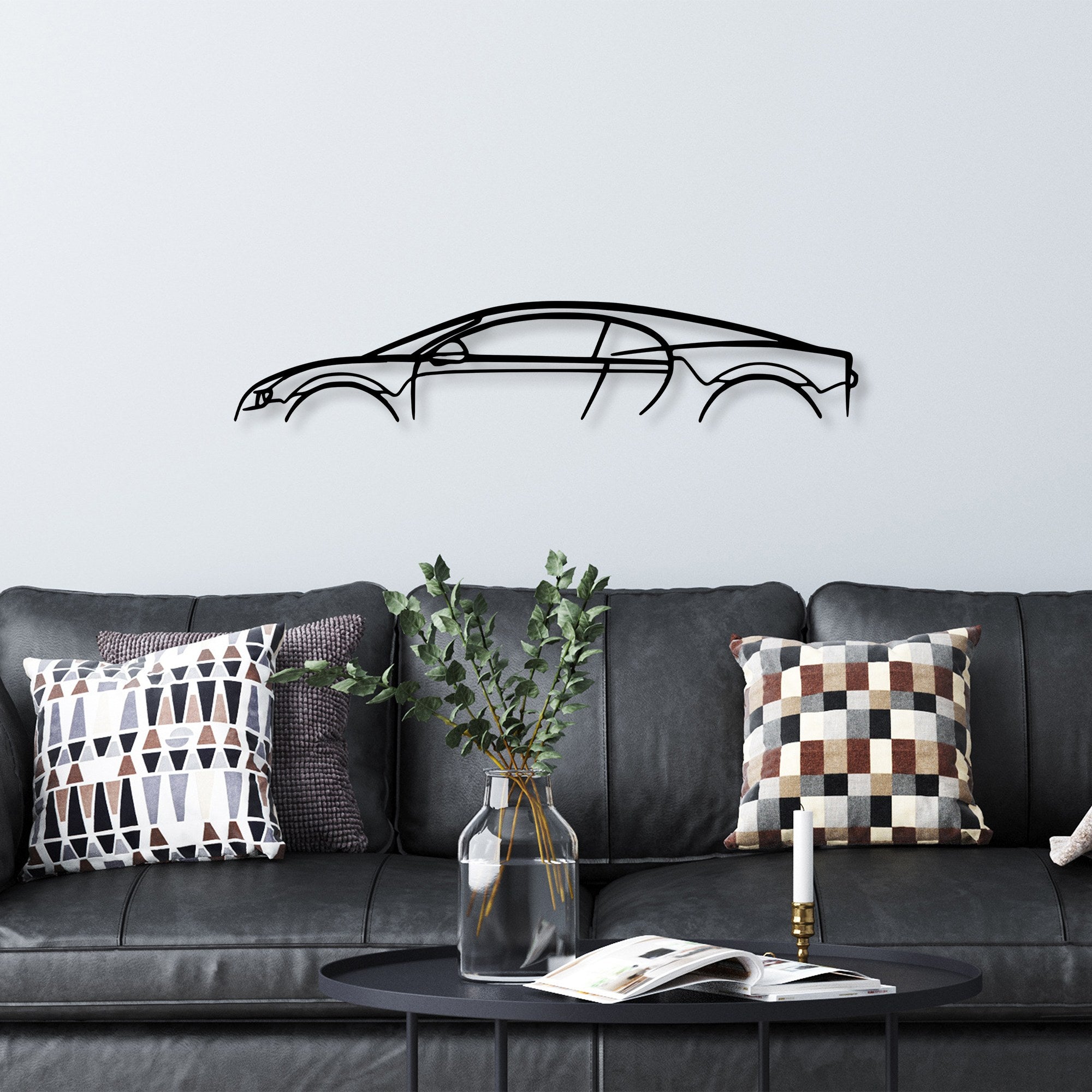Acessório de parede decorativo de metal preto elegante, 70 x 13 cm | 100% metal, 1,5 mm de espessura | Fácil montagem na parede para decoração moderna de casa