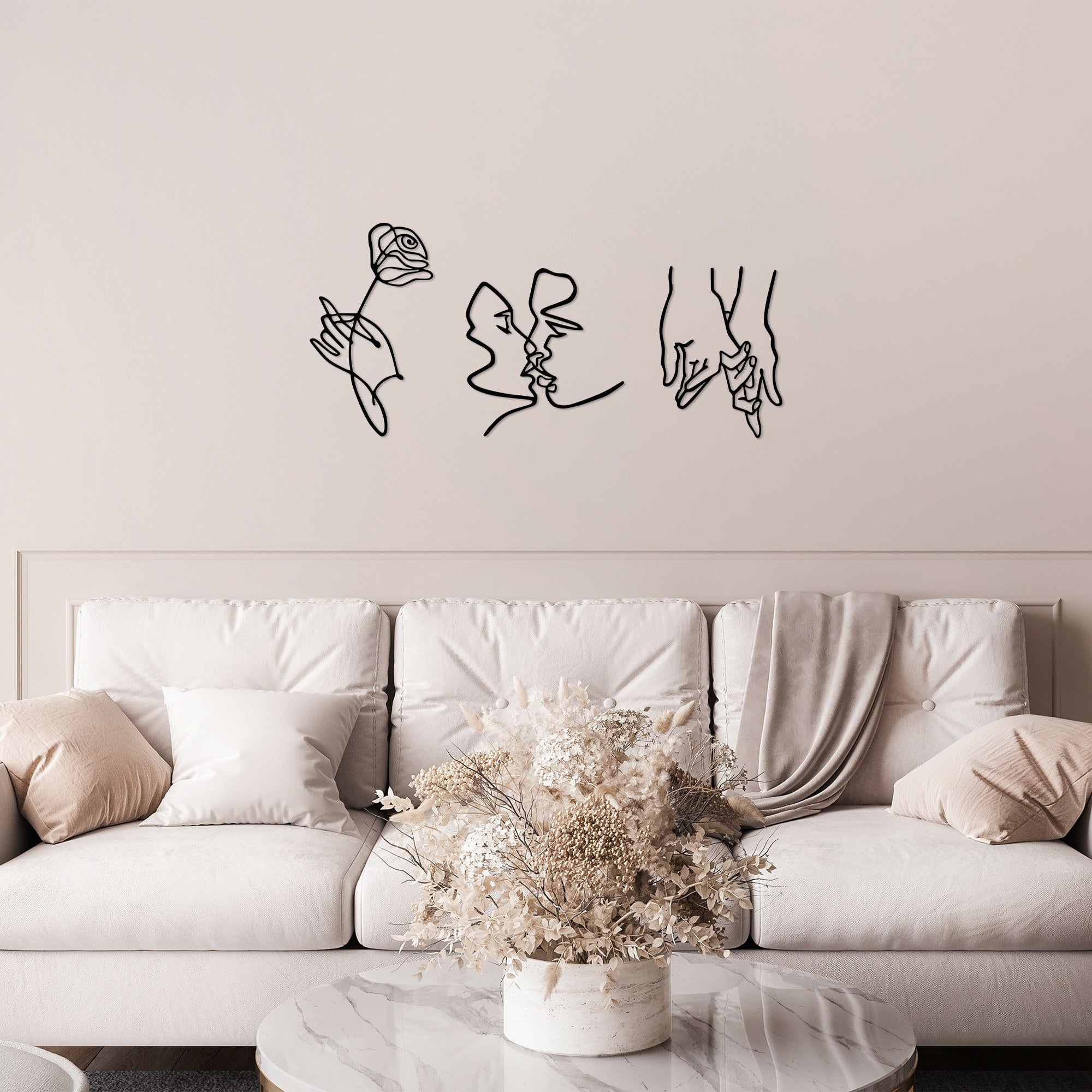 Acessório de parede decorativo de metal preto elegante (3 peças) | 100% metal, 1,5 mm de espessura | Tamanhos: 22x24 cm, 18x30 cm, 18x25 cm | Fácil de pendurar na parede