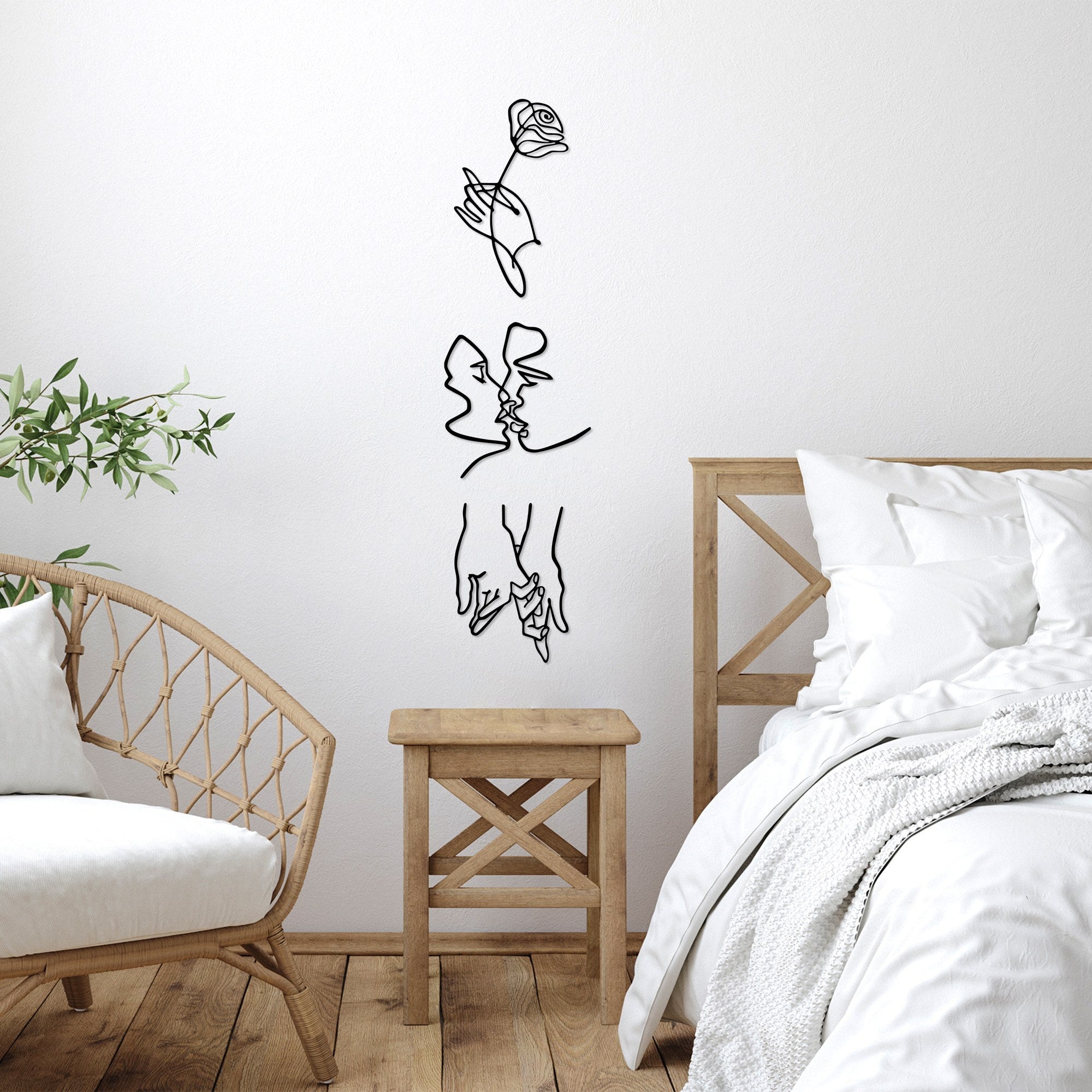 Acessório de parede decorativo de metal preto elegante (3 peças) | 100% metal, 1,5 mm de espessura | Tamanhos: 22x24 cm, 18x30 cm, 18x25 cm | Fácil de pendurar na parede