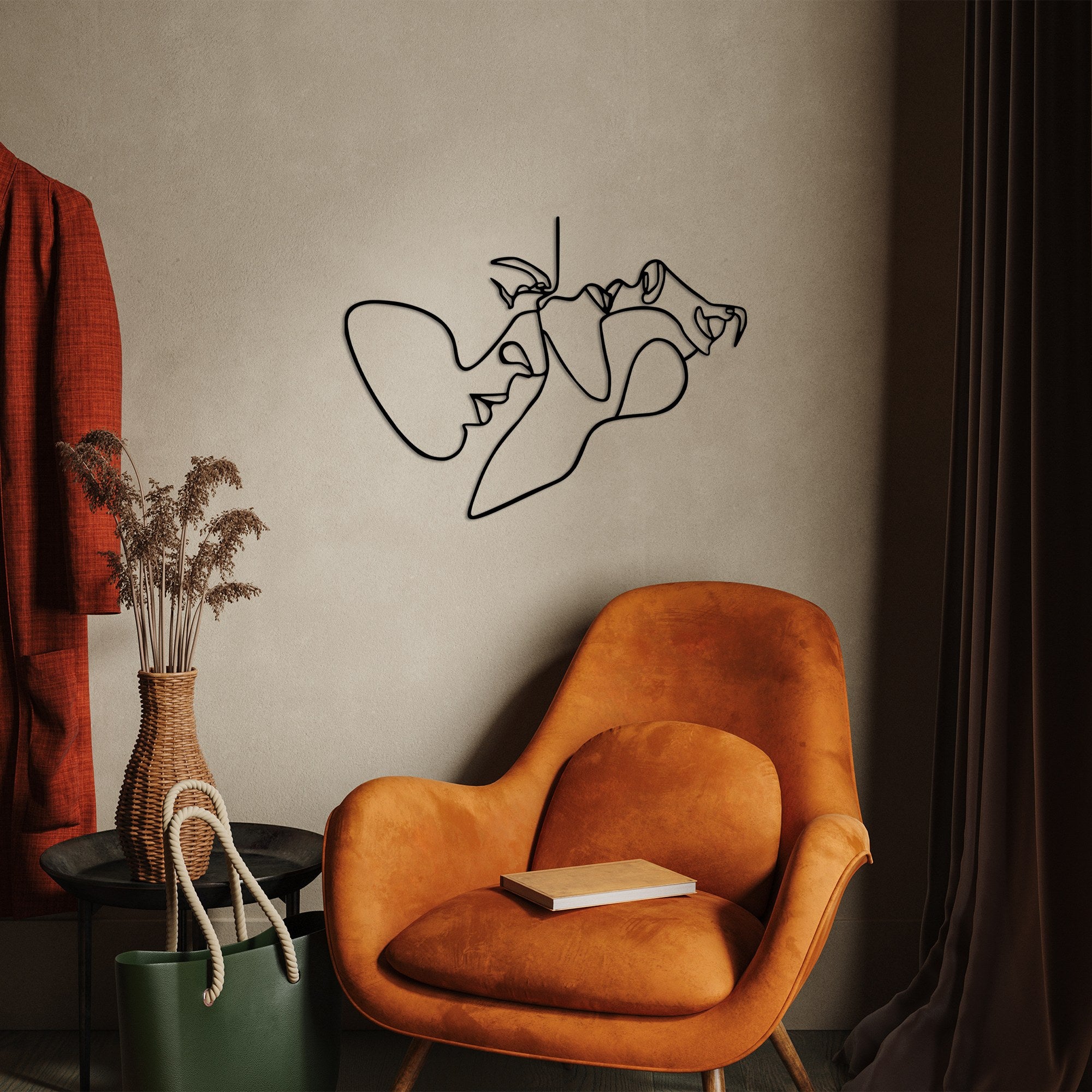 Acessório de parede decorativo de metal preto elegante, 70 x 52 cm | 100% metal, 1,5 mm de espessura | Fácil montagem na parede para decoração moderna de casa