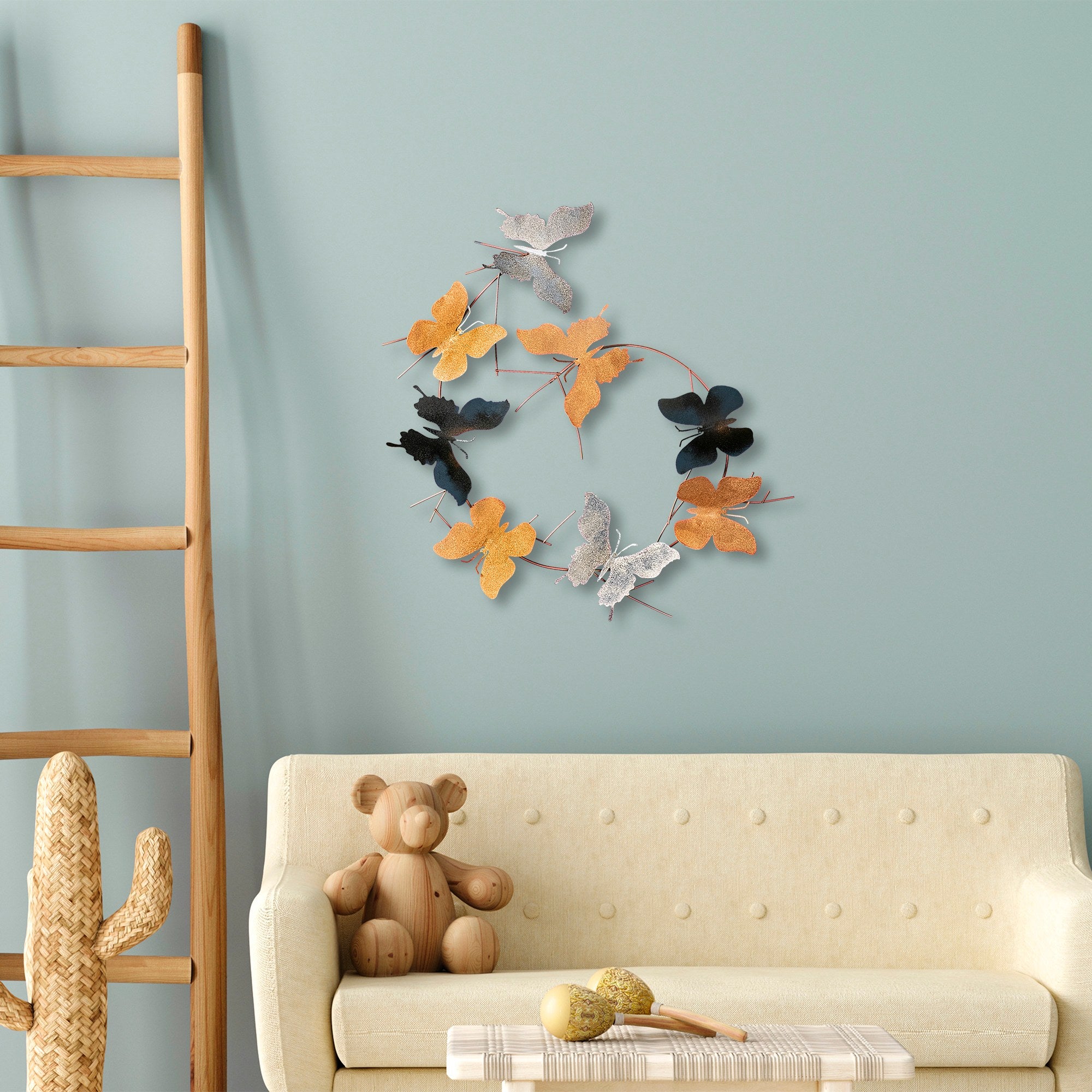 Acessório de parede decorativo de metal pintado à mão, 80 x 80 x 4 cm | 100% metal, variações de cores exclusivas | Perfeito para decoração de casa e amantes da arte
