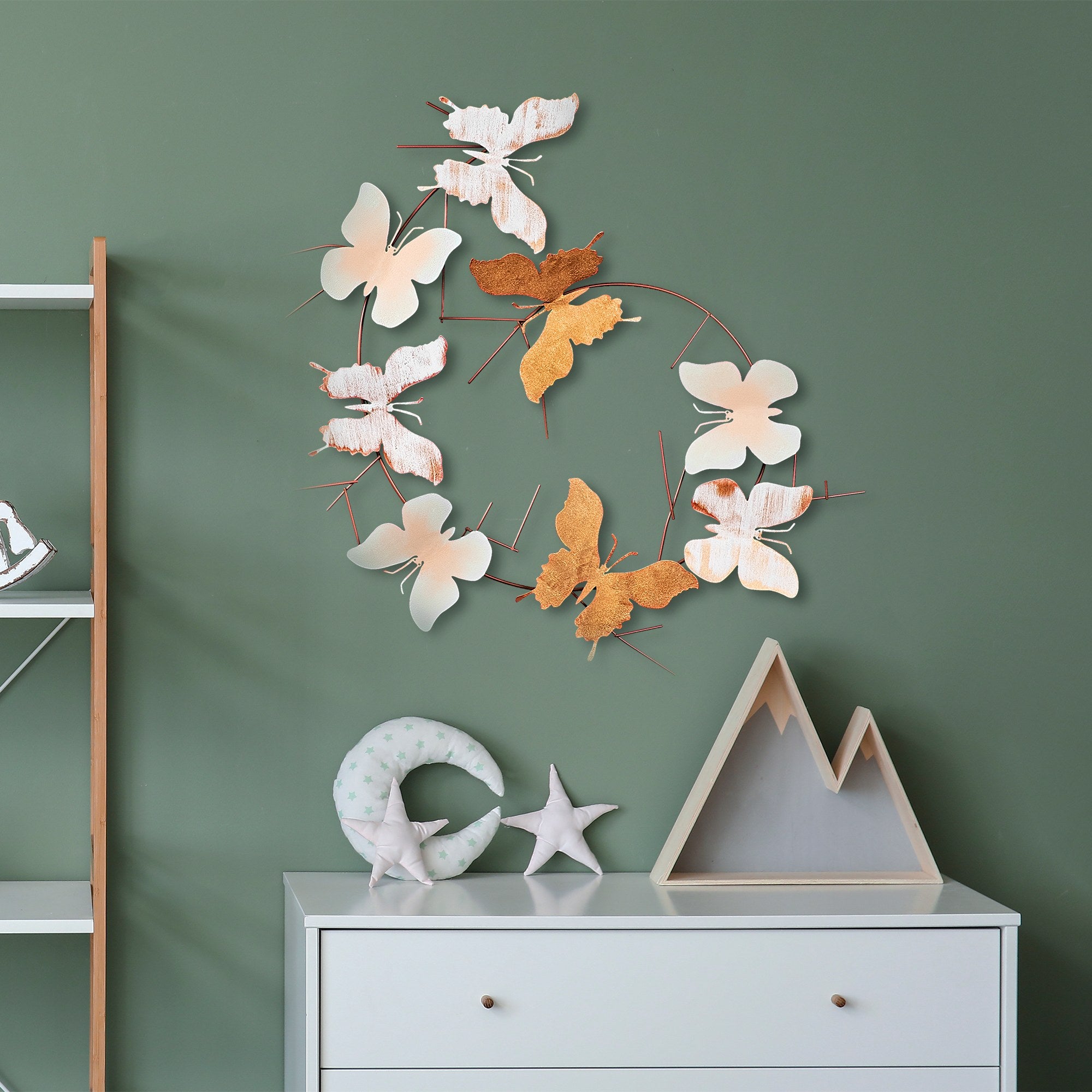 Acessório de parede decorativo de metal pintado à mão, 80 x 80 x 4 cm | 100% metal, variações de cores exclusivas | Perfeito para decoração de casa e amantes da arte