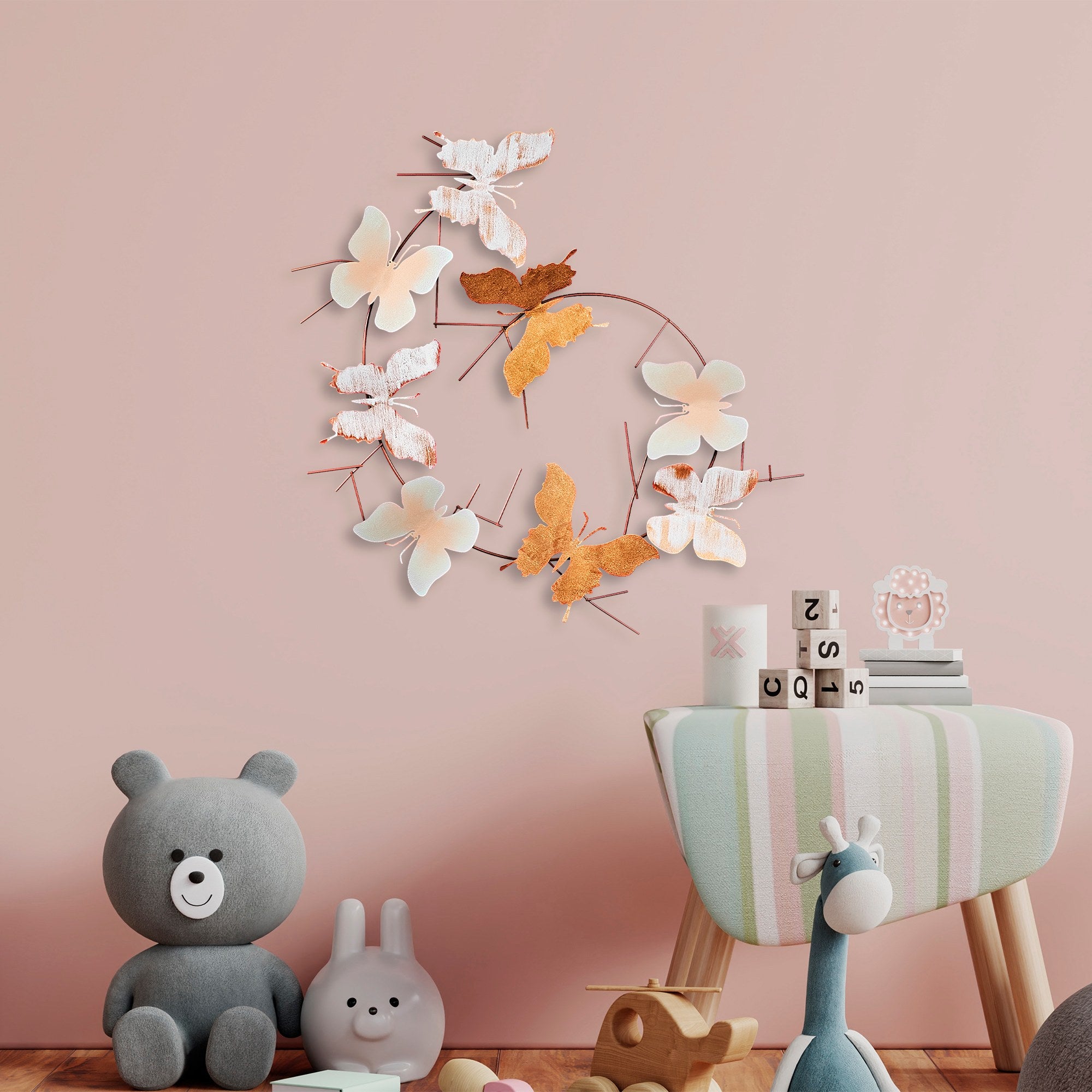 Acessório de parede decorativo de metal pintado à mão, 80 x 80 x 4 cm | 100% metal, variações de cores exclusivas | Perfeito para decoração de casa e amantes da arte