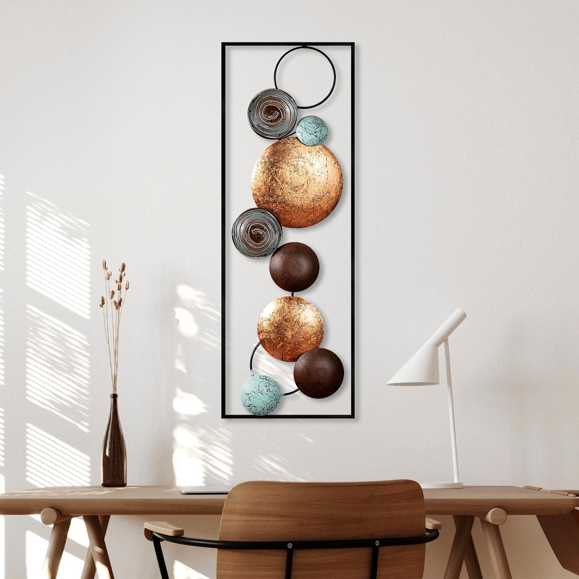 Acessório de parede decorativo de metal pintado à mão, 32 x 90 x 4 cm | 100% metal, variações de cores exclusivas | Perfeito para amantes de decoração e arte