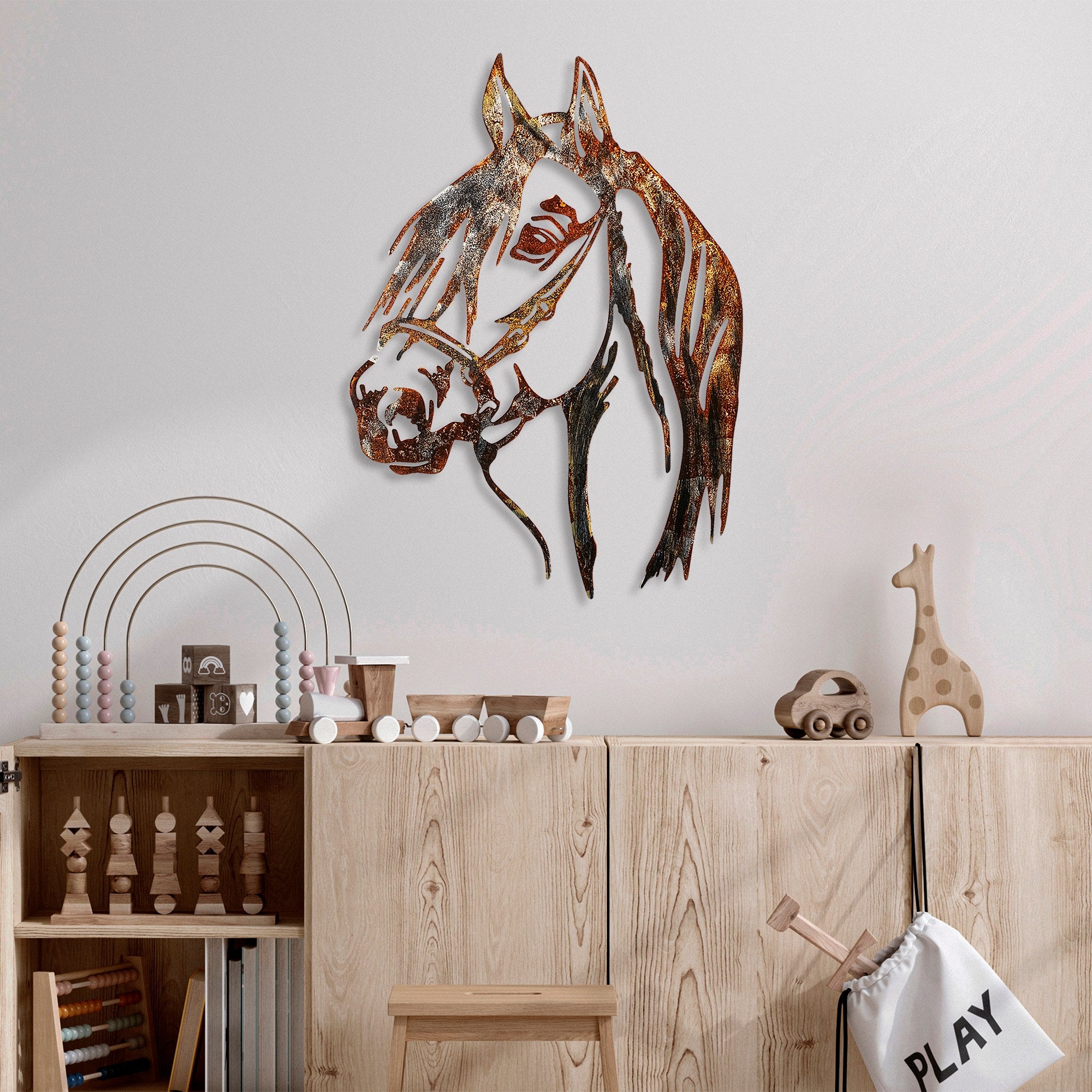 Acessório de parede decorativo de metal pintado à mão, 38 x 53 cm | 100% metal, 1,5 mm de espessura | Variações de cores exclusivas para uma decoração elegante
