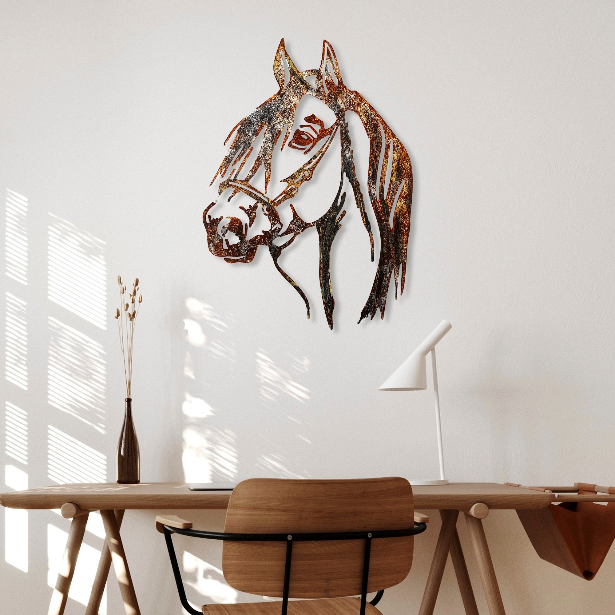 Acessório de parede decorativo de metal pintado à mão, 38 x 53 cm | 100% metal, 1,5 mm de espessura | Variações de cores exclusivas para uma decoração elegante
