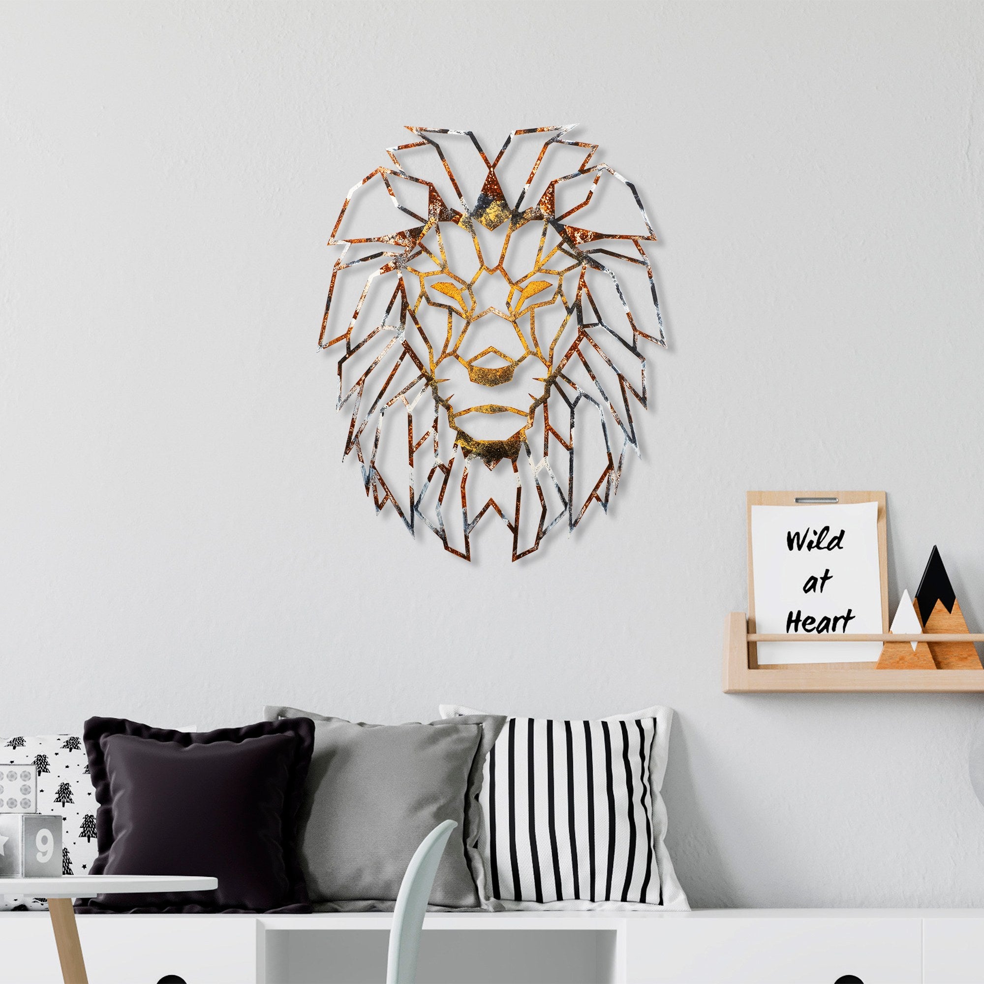 Acessório de parede decorativo de metal pintado à mão, 40 x 50 cm | 100% metal, 1,5 mm de espessura | Peça de arte única para decoração de casa, elegante e durável