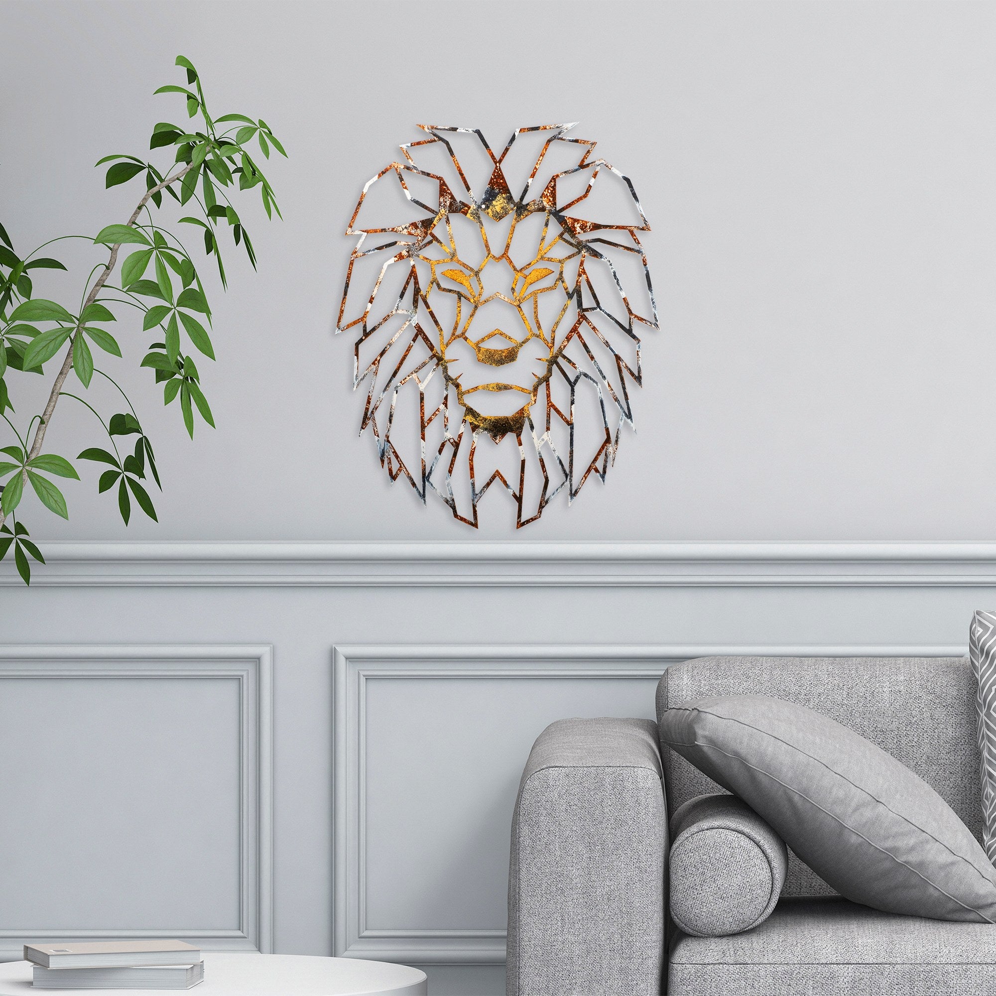 Acessório de parede decorativo de metal pintado à mão, 40 x 50 cm | 100% metal, 1,5 mm de espessura | Peça de arte única para decoração de casa, elegante e durável